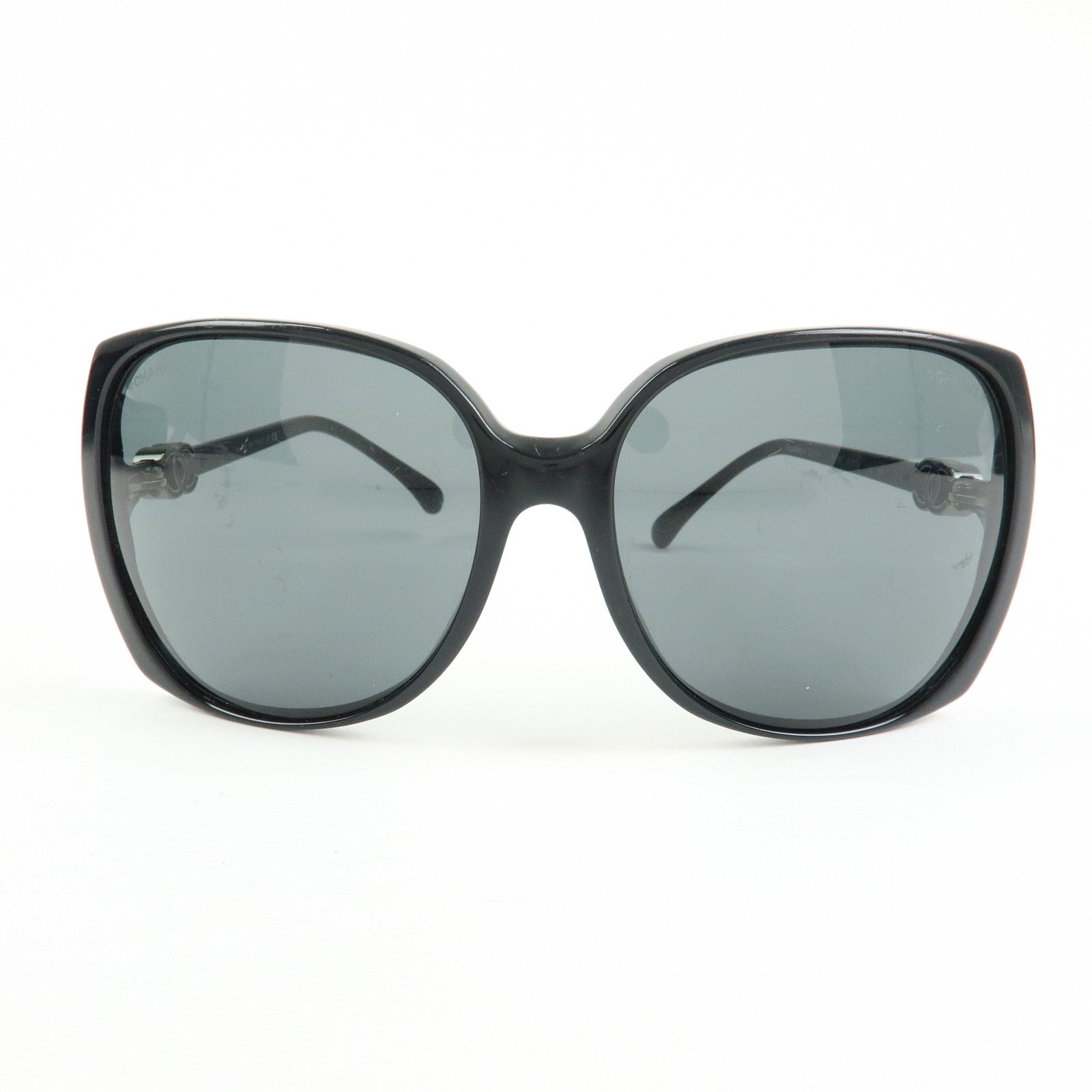 CHANEL COCO Mark Plastic Sunglasses 61□16 Black 5216-A