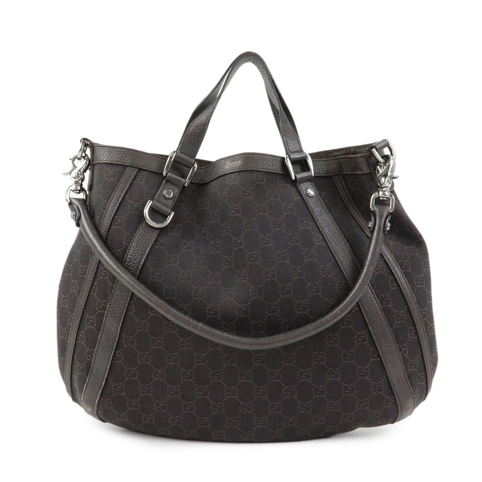 GUCCI GG Denim Leather 2Way Bag Shoulder Bag Dark Brown 268641