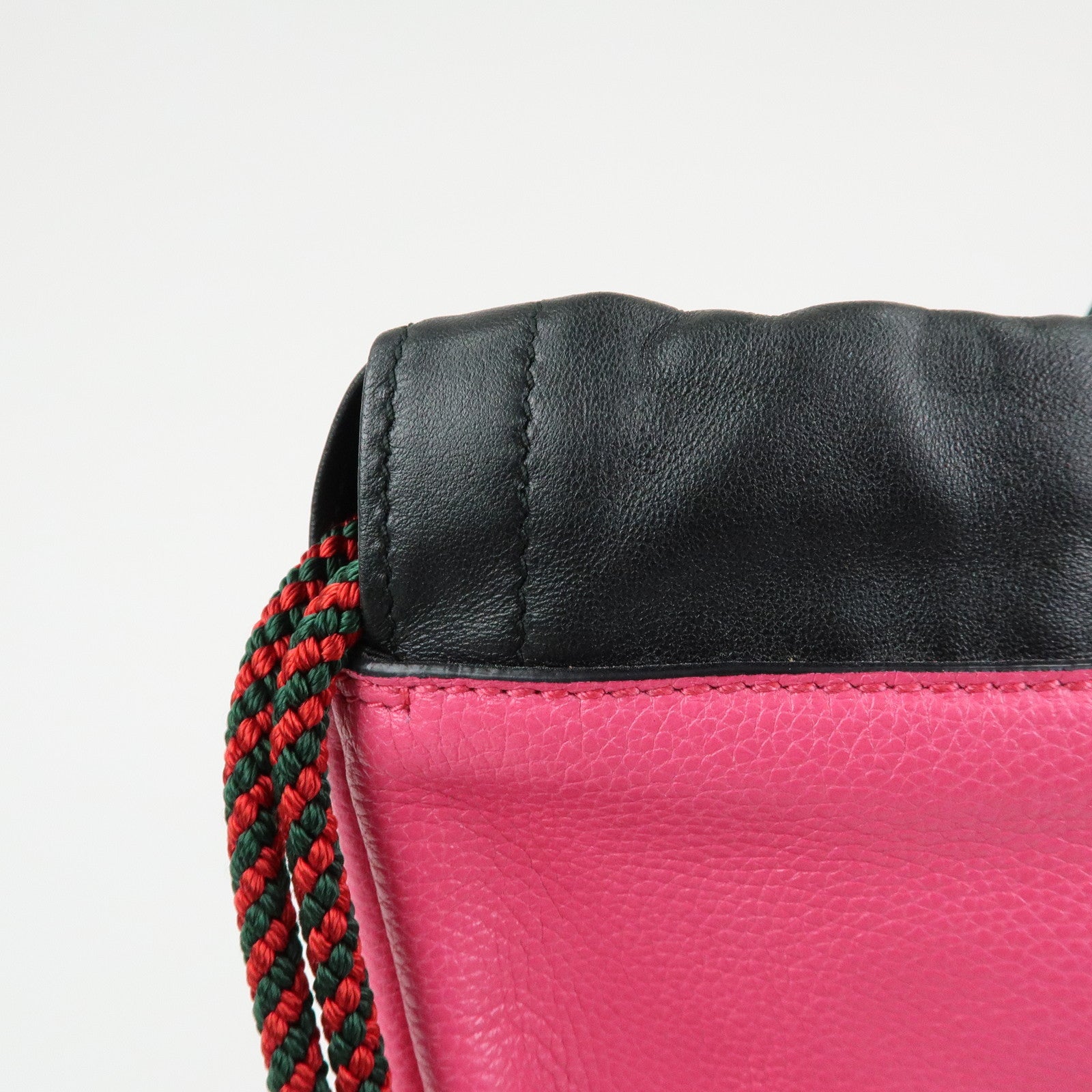GUCCI Sherry Leather Hand Bag Draw String Backpack Pink 316639