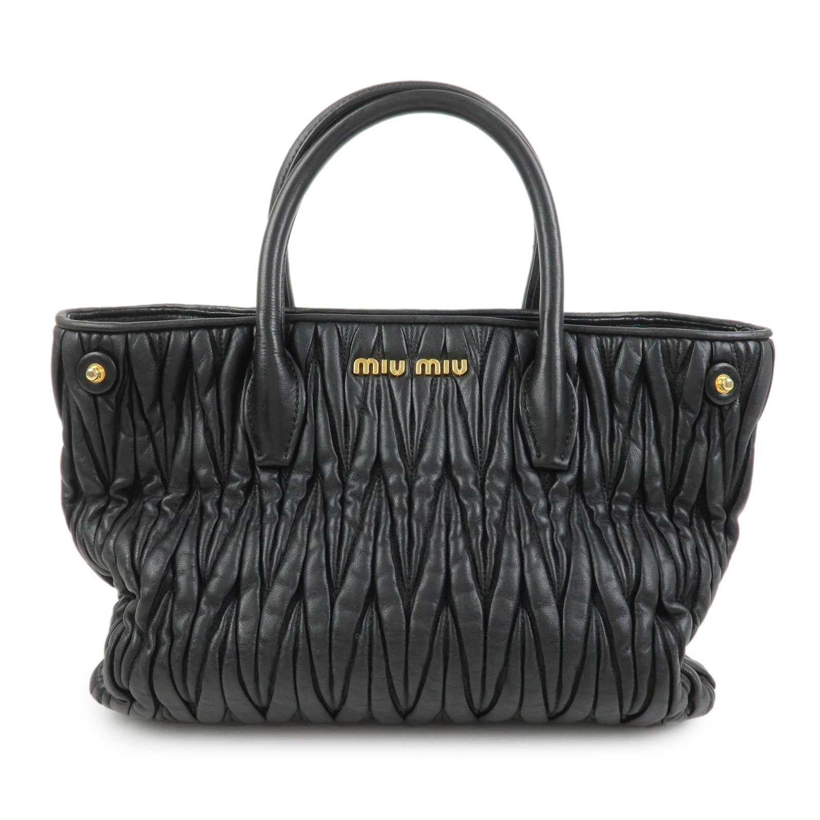 MIU MIU Matelasse Leather 2Way Bag Hand Bag Black RN1069