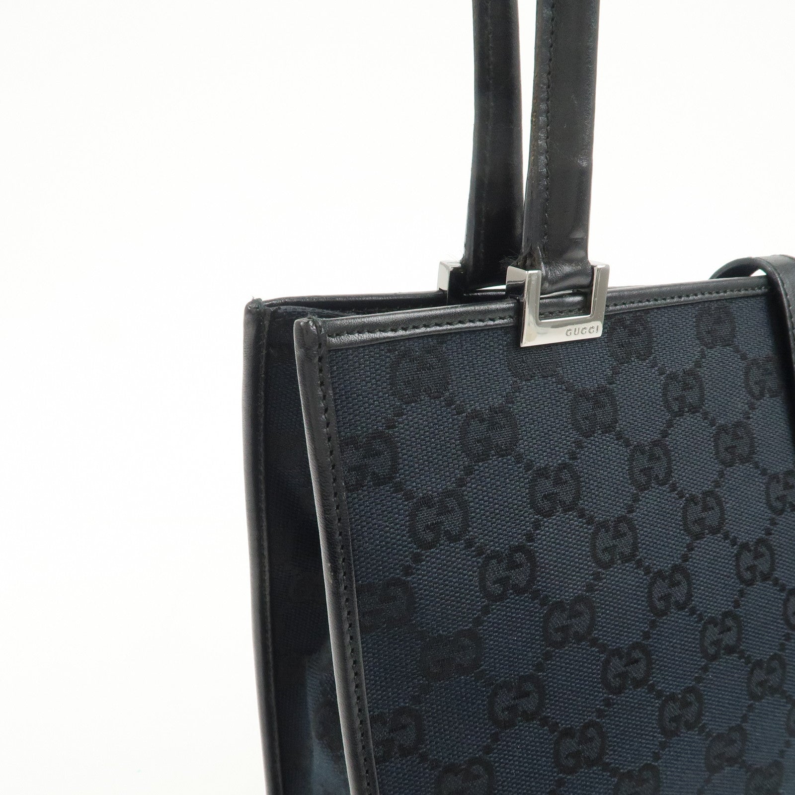GUCCI Jackie GG Monogram Canvas Leather Shoulder Bag Black 002・1073