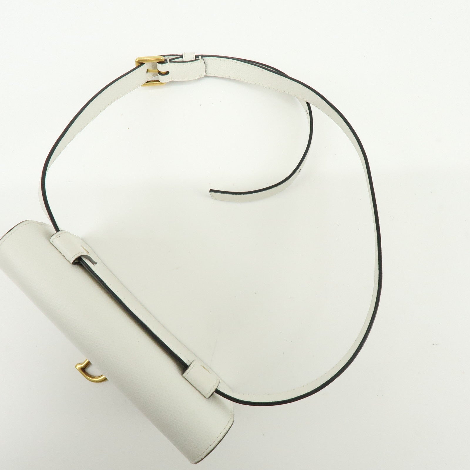 Christian Dior Saddle Calf Leather Waist Pouch Body Bag White