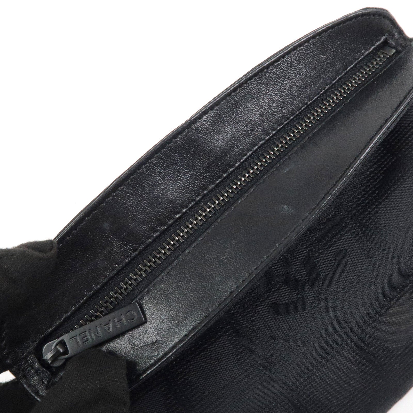 CHANEL Sports Line Nylon Leather Small Pouch Cosmetic Pouch Black