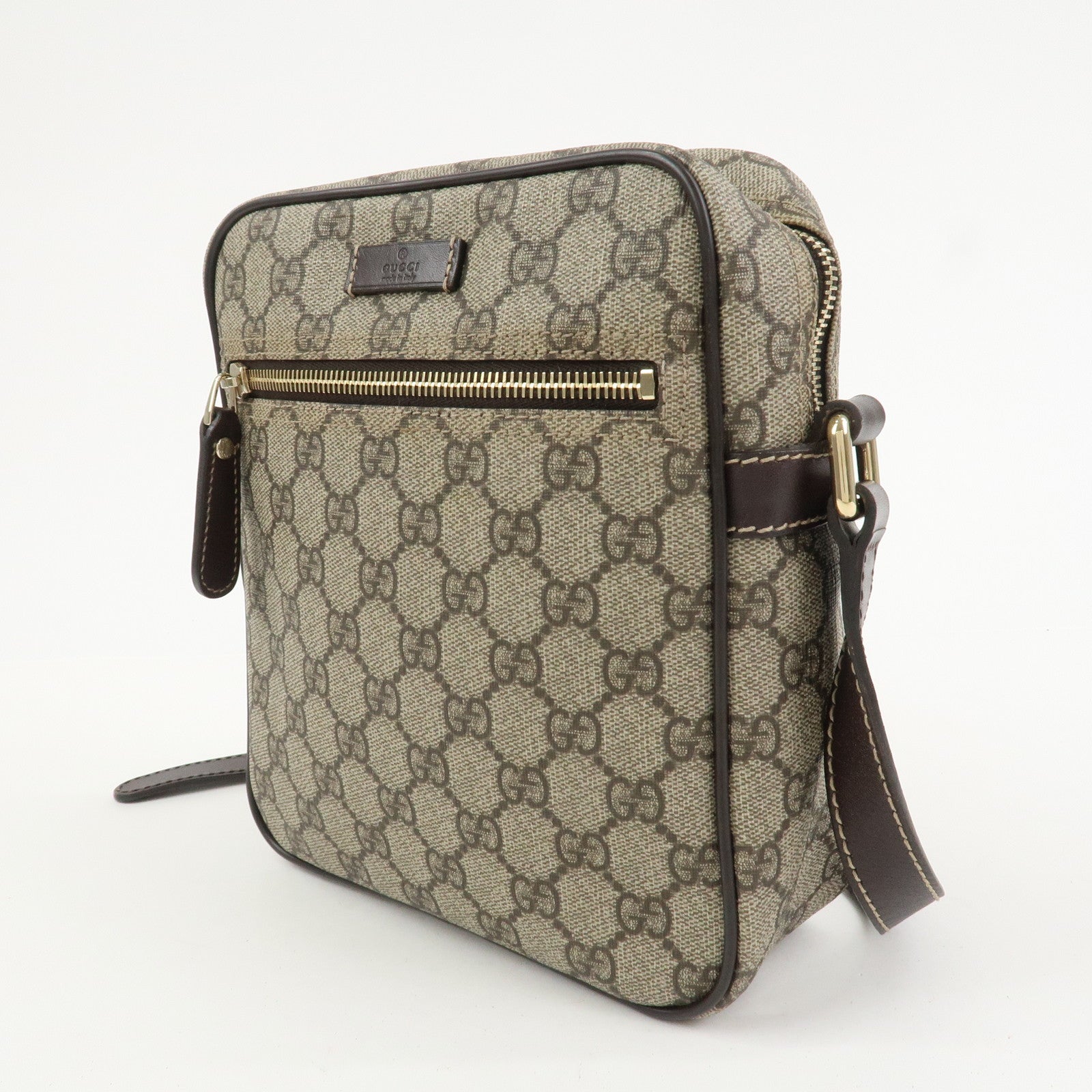 GUCCI GG Supreme Leather Shoulder Bag Crossbody Bag Beige 233268