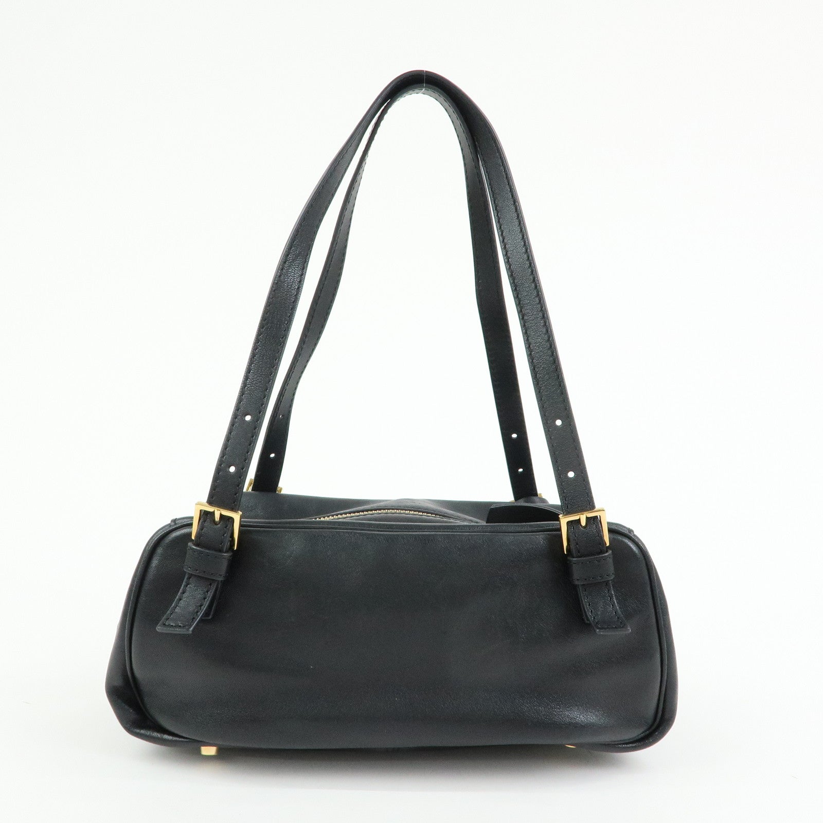 VERSACE Medusa Nappa Leather Bowling Bag Shoulder Bag Black