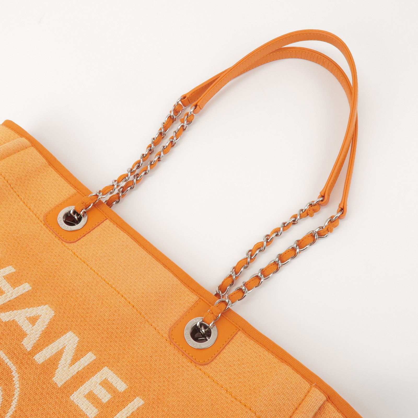 CHANEL Deauville MM Straw Leather Tote Bag Shoulder Bag A67001