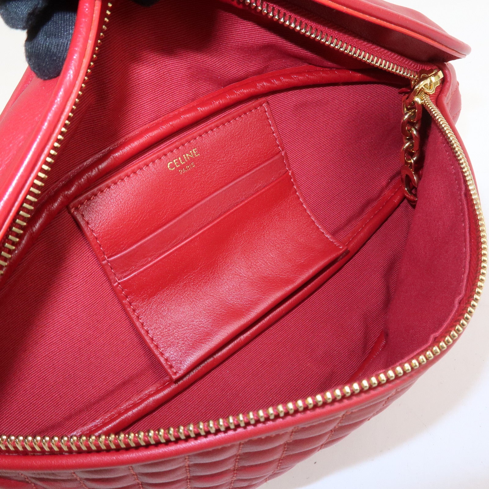 CELINE Leather C Charm Waist Bag Body Bag Red
