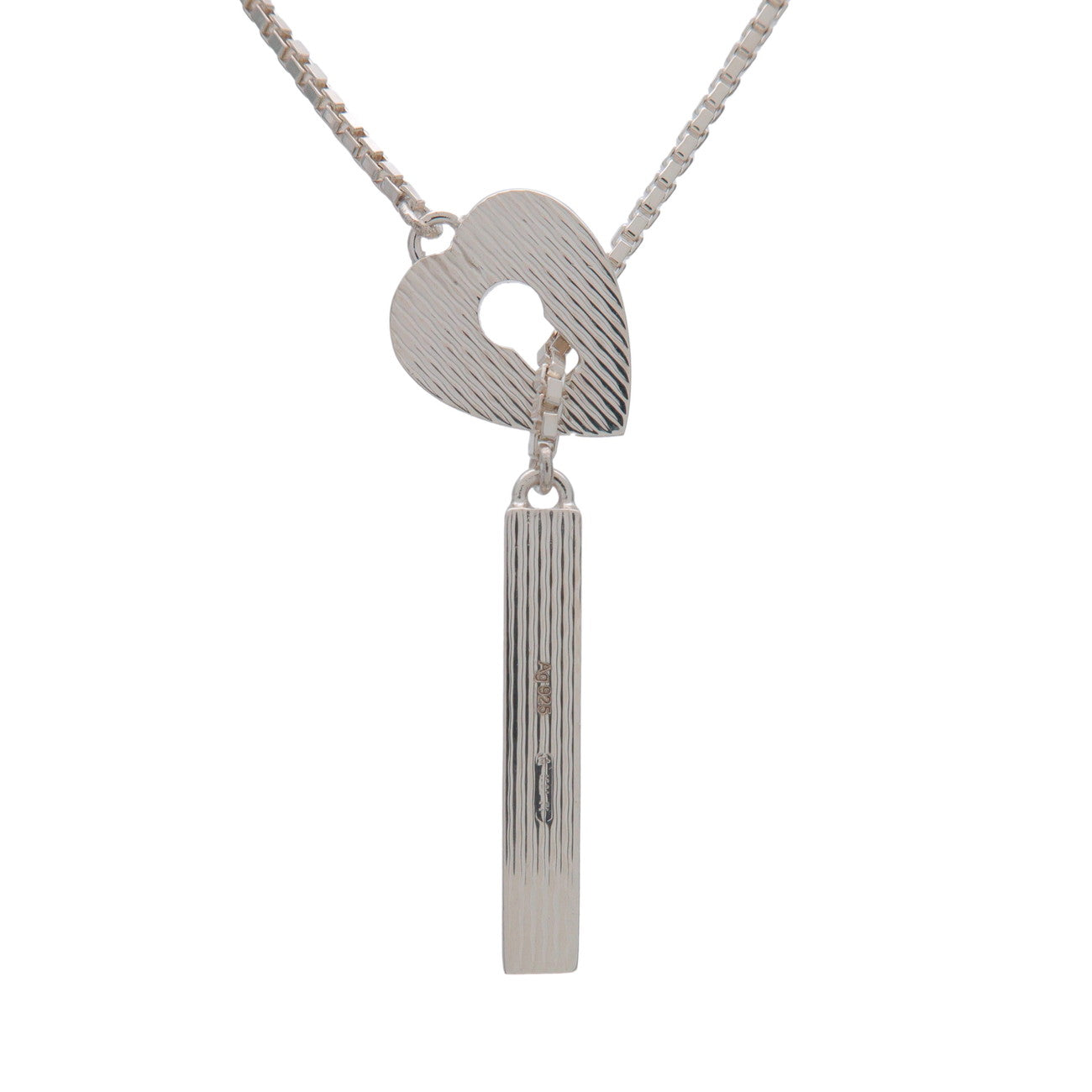 GUCCI Heart Lock Lariat Necklace SV925 Silver