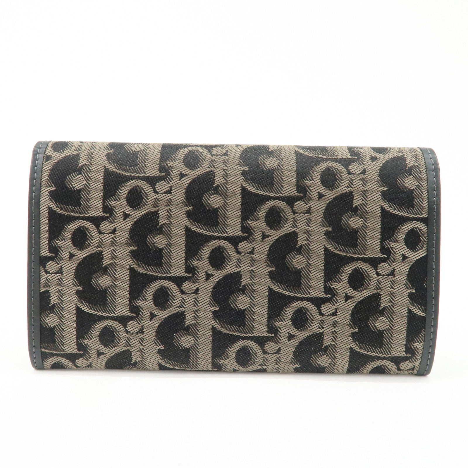 Christian Dior Oblique Canvas Leather Wallet Black Beige