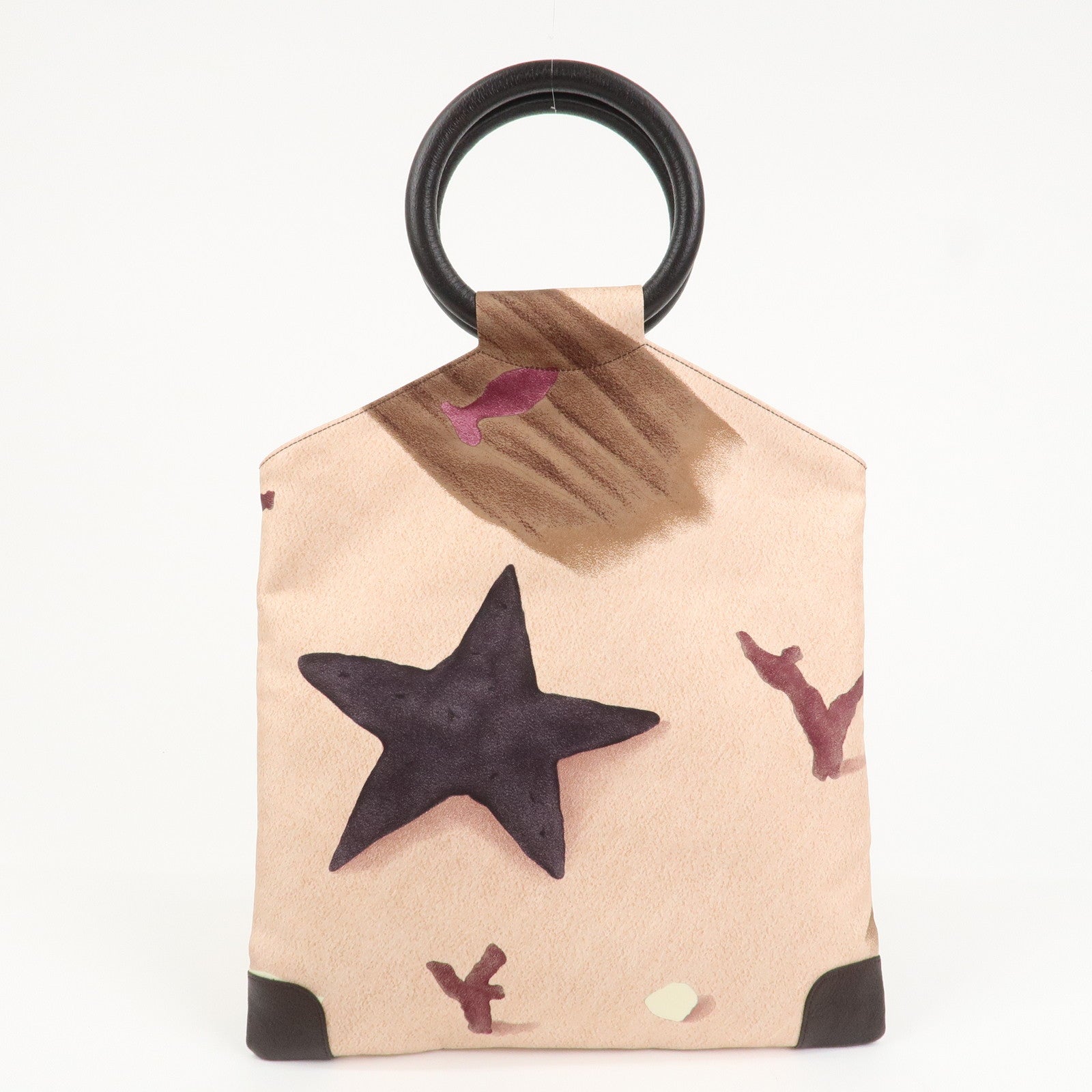 BVLGARI Canvas Leather Beach Print Tote Bag Hand Bag Pink