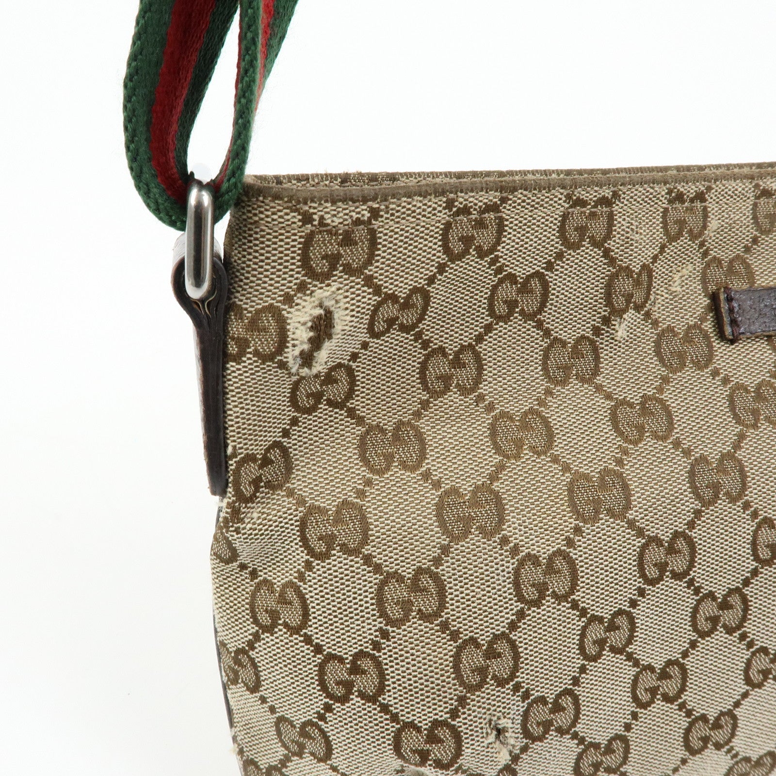 GUCCI Sherry GG Canvas Leather Shoulder Crossbody Bag Beige 189749