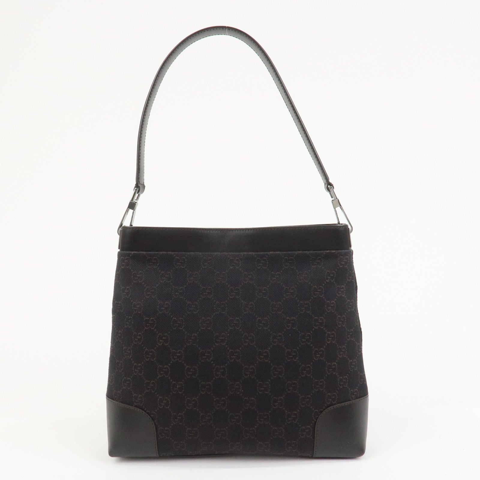 GUCCI GG Denim Leather Shoulder Bag Hand Bag Brown 143745