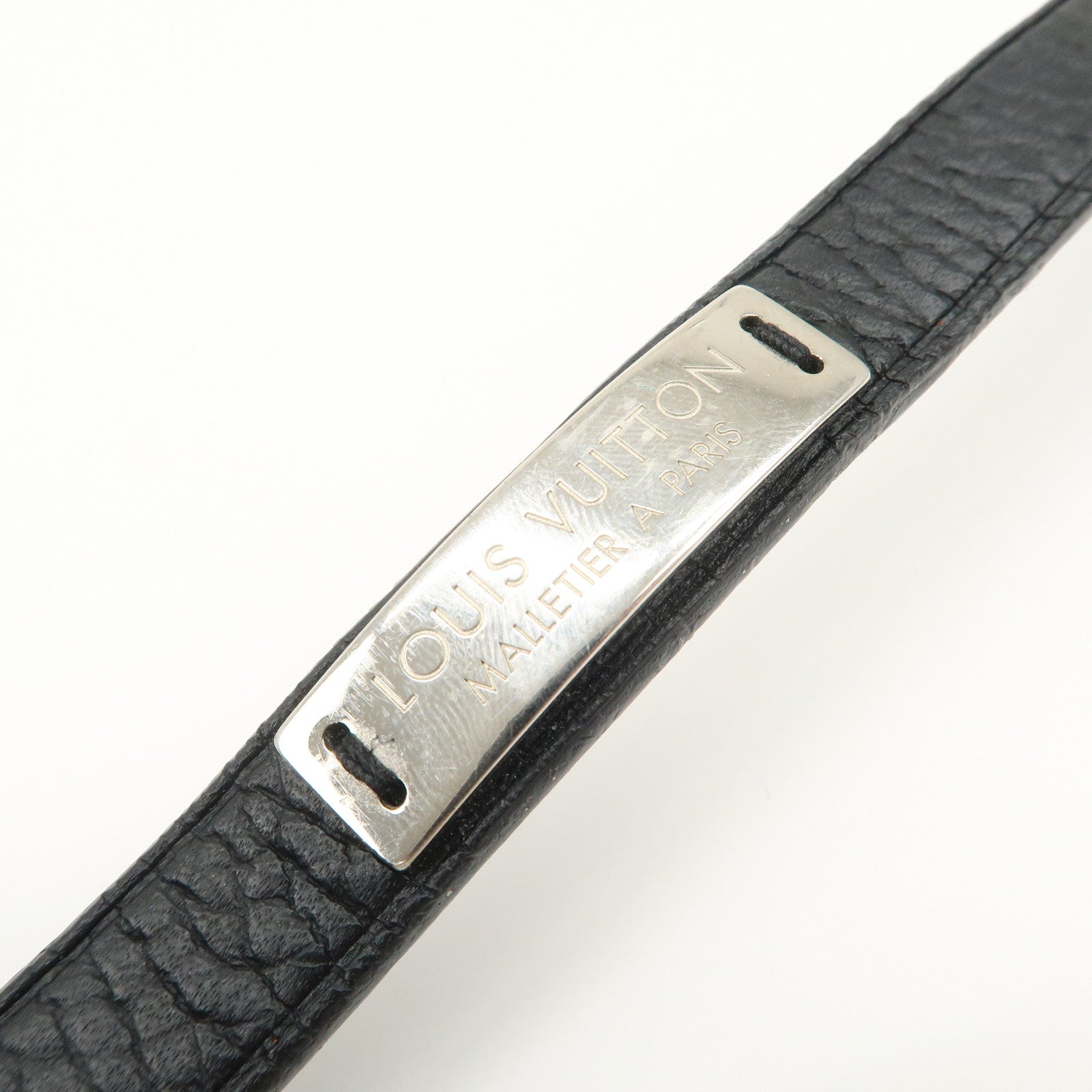 Louis Vuitton Leather Metal Bracelet Pression Black M6512