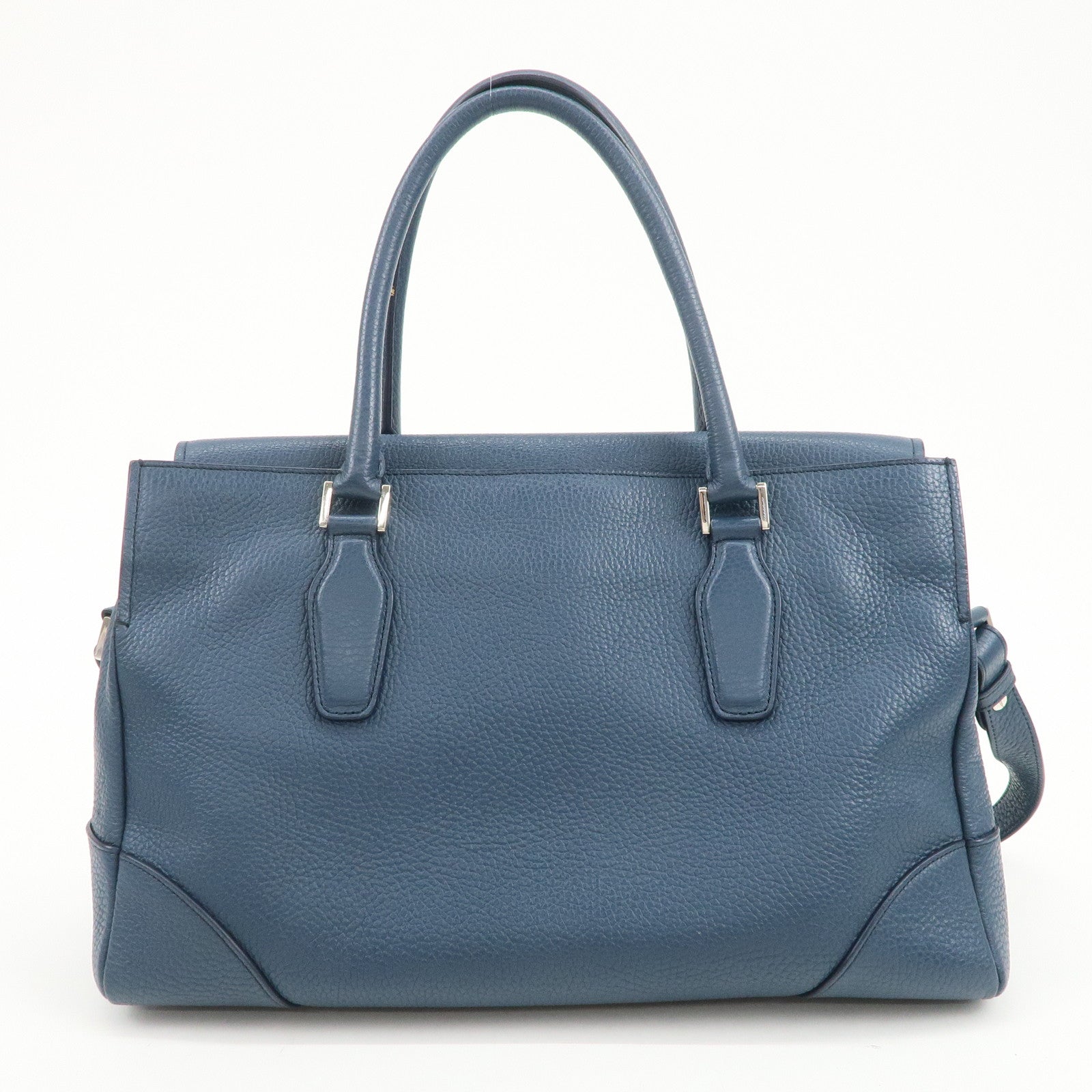 JIL SANDER Logo Leather 2WAY Bag Hand Bag Shoulder Bag Navy