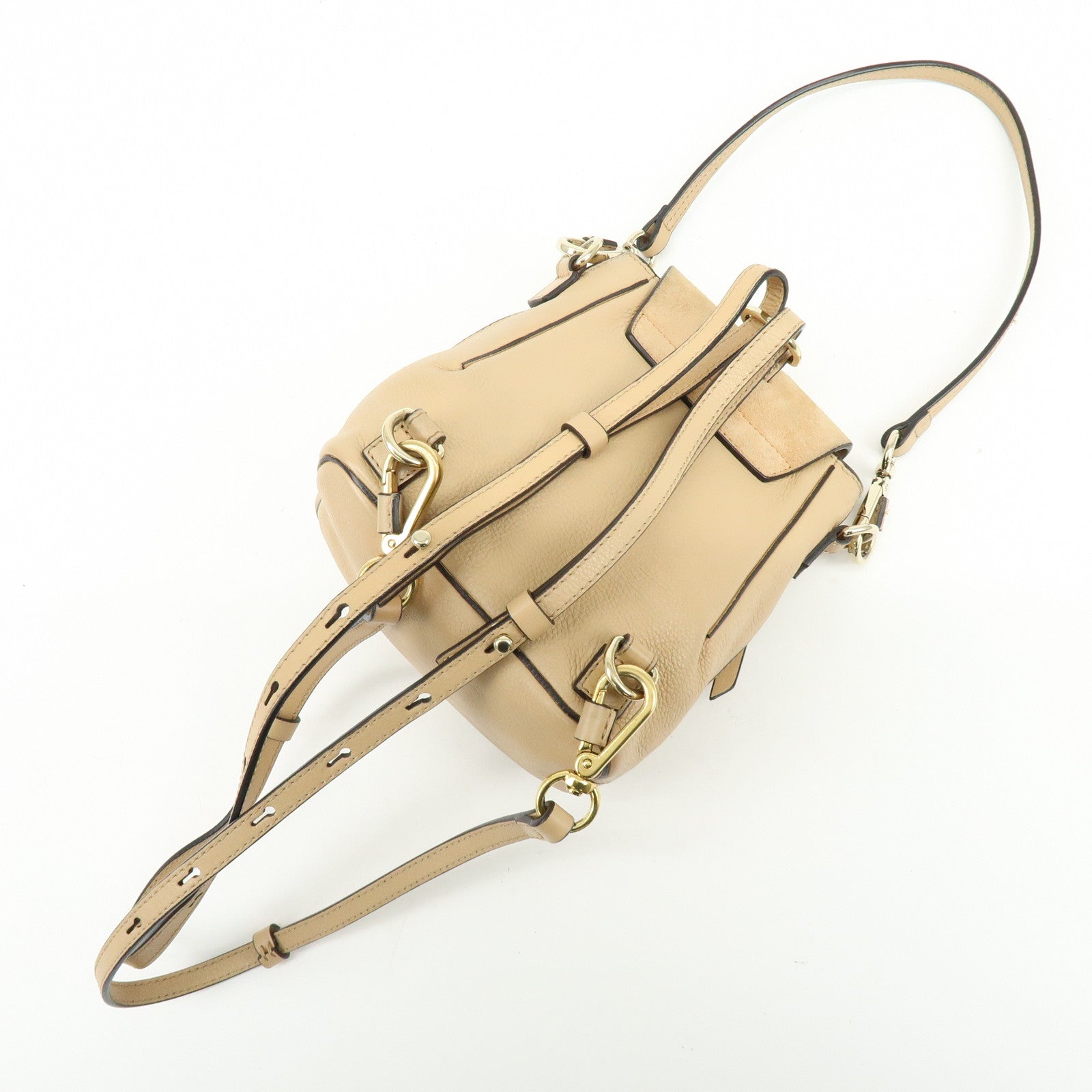 Chloe Faye Suede Leather 2Way Bag Backpack Hand Bag Beige