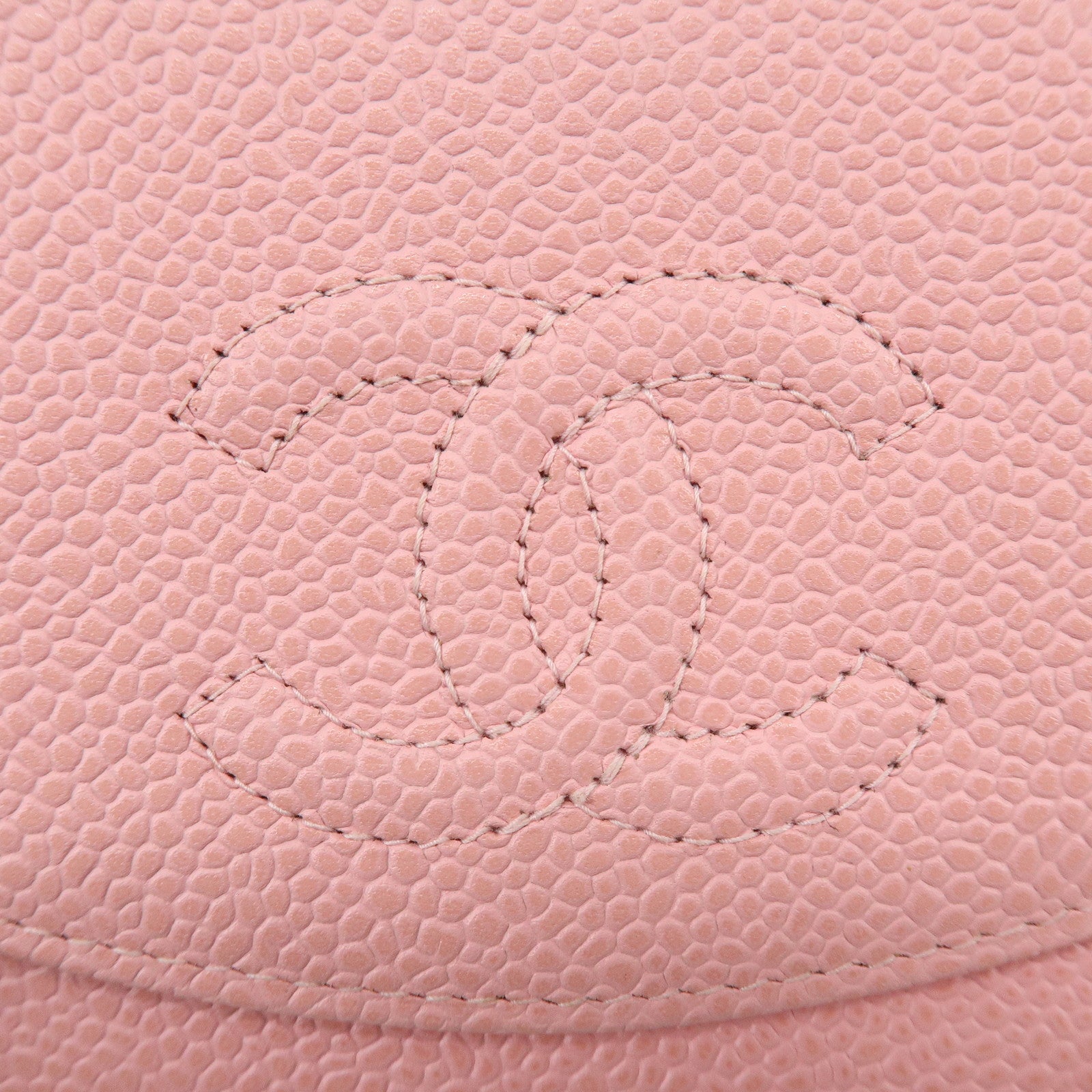 CHANEL COCO Mark Caviarskin Bi-fold Wallet Compact Wallet Pink