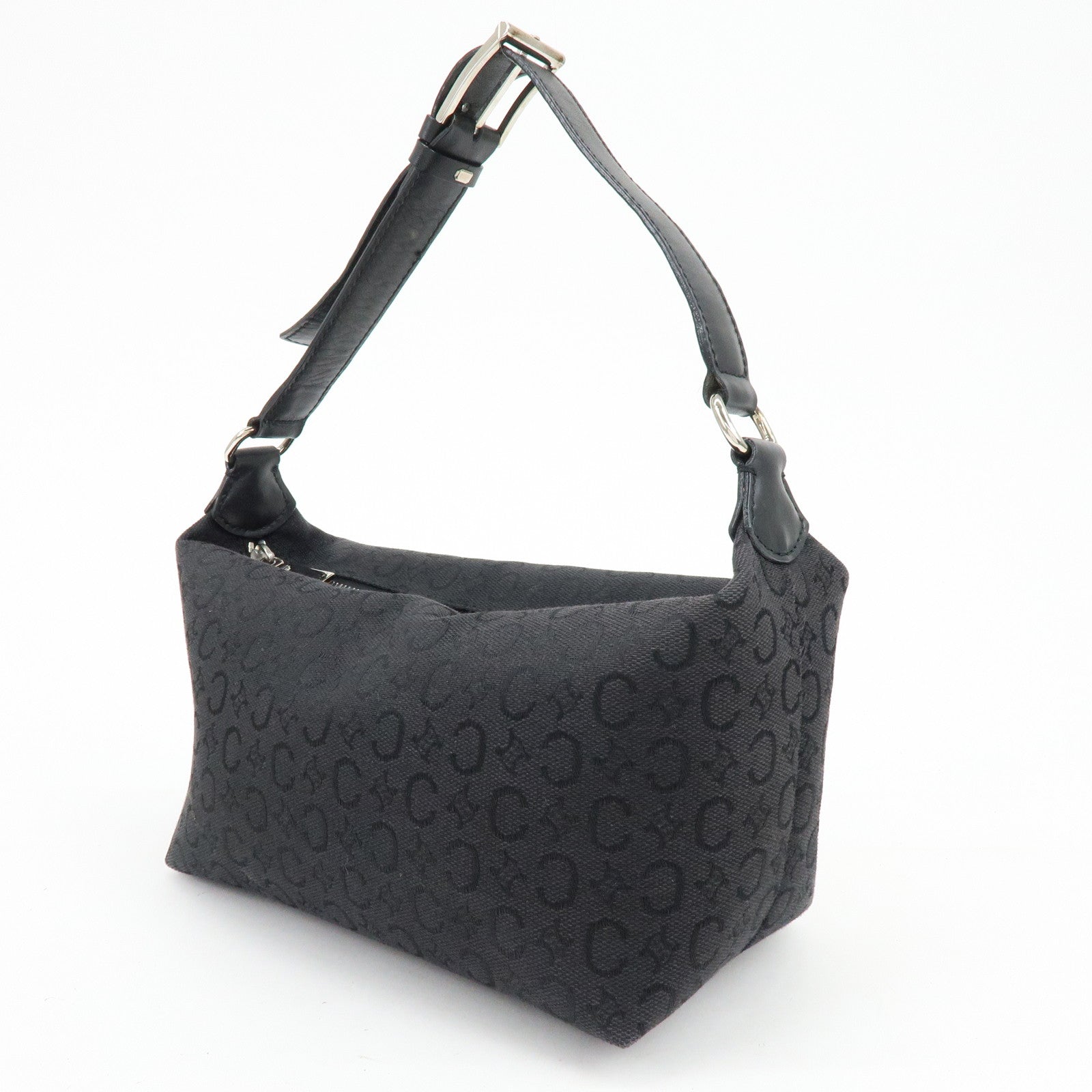 CELINE C Macadam Canvas Leather Hand Bag Shoulder Bag Black