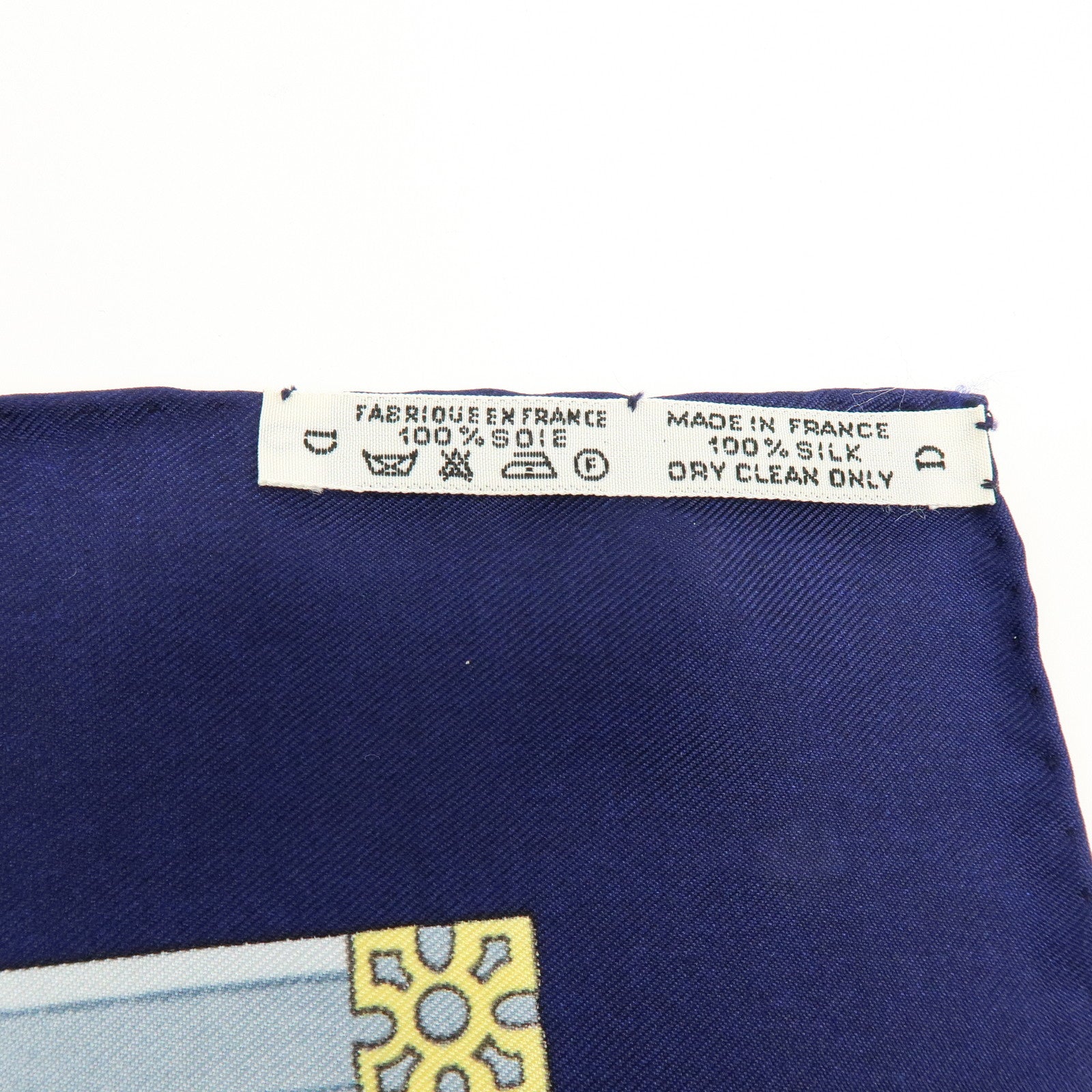 HERMES Carre 90 Silk 100% LES MUSEROLLES Scarf Navy