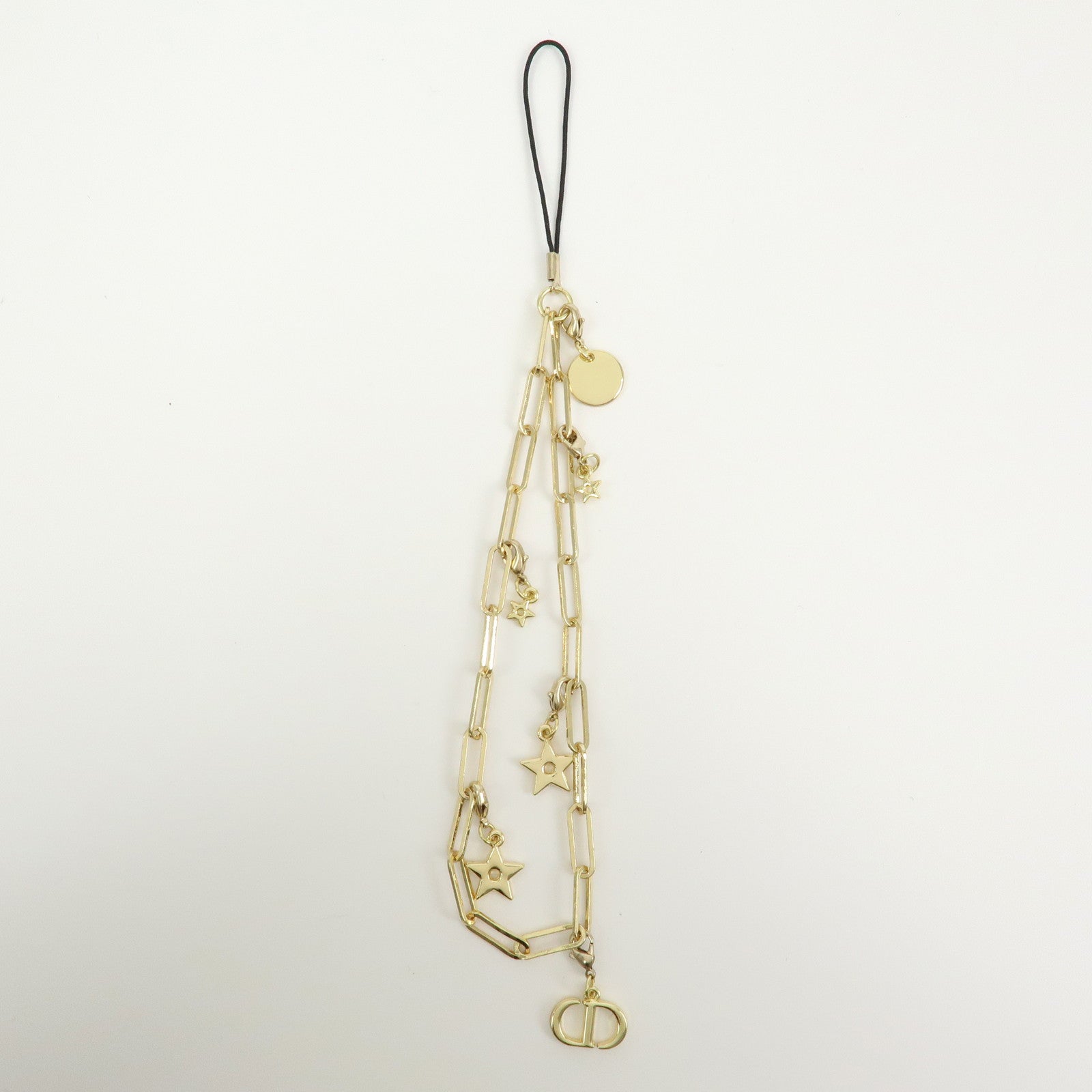 Christian Dior Star Motif CD Logo Metal Bag Charm Key Holder Gold