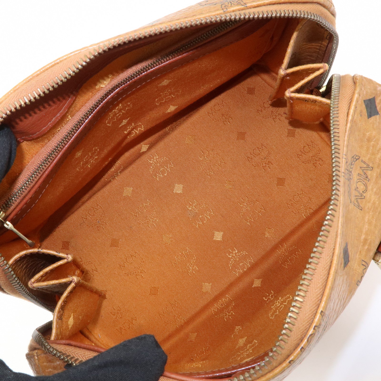 MCM Visetos Logo Leather 2WAY Bag Hand Bag Shoulder Bag Brown