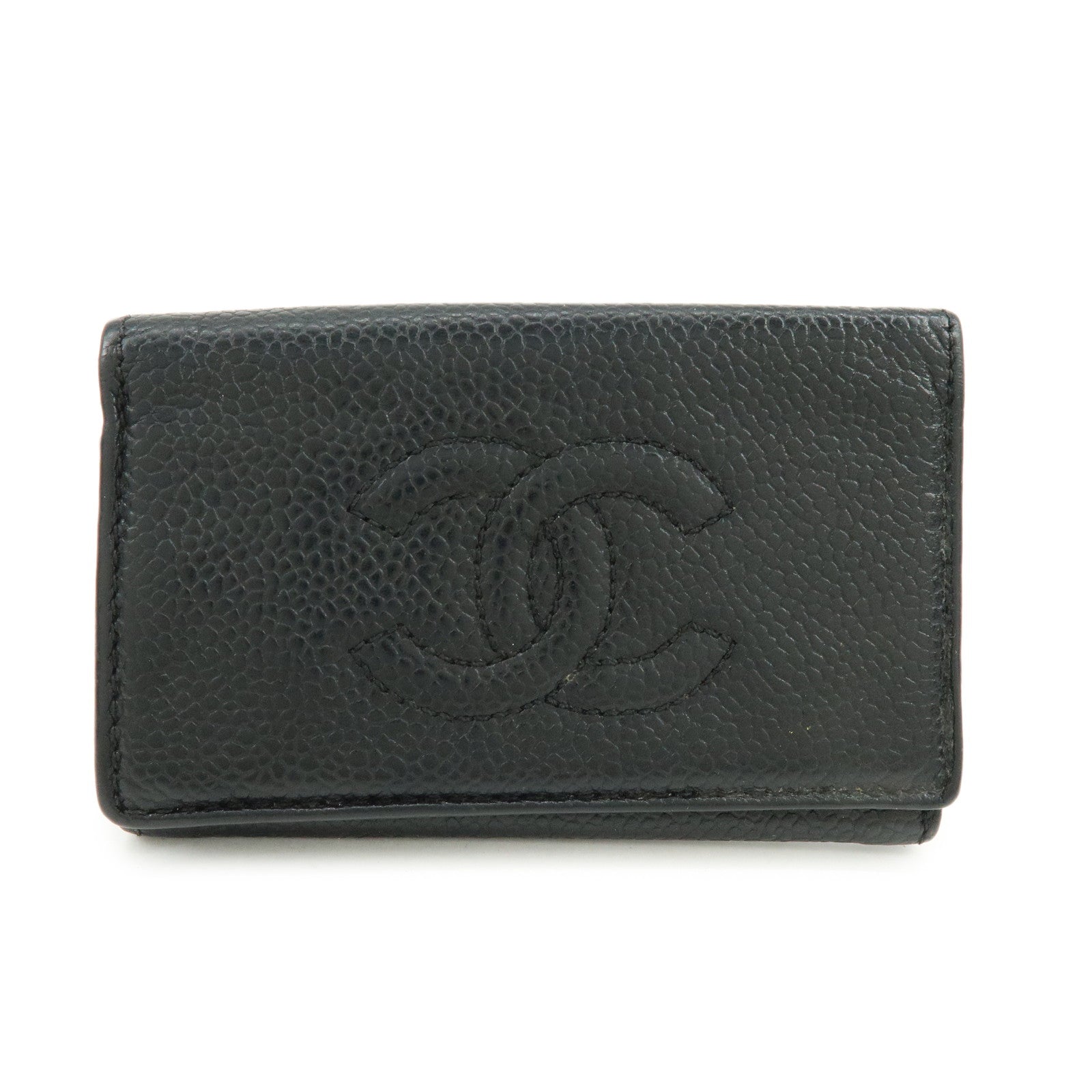 CHANEL COCO Mark Caviarskin 6Rings Key Case Key Holder Black A13502