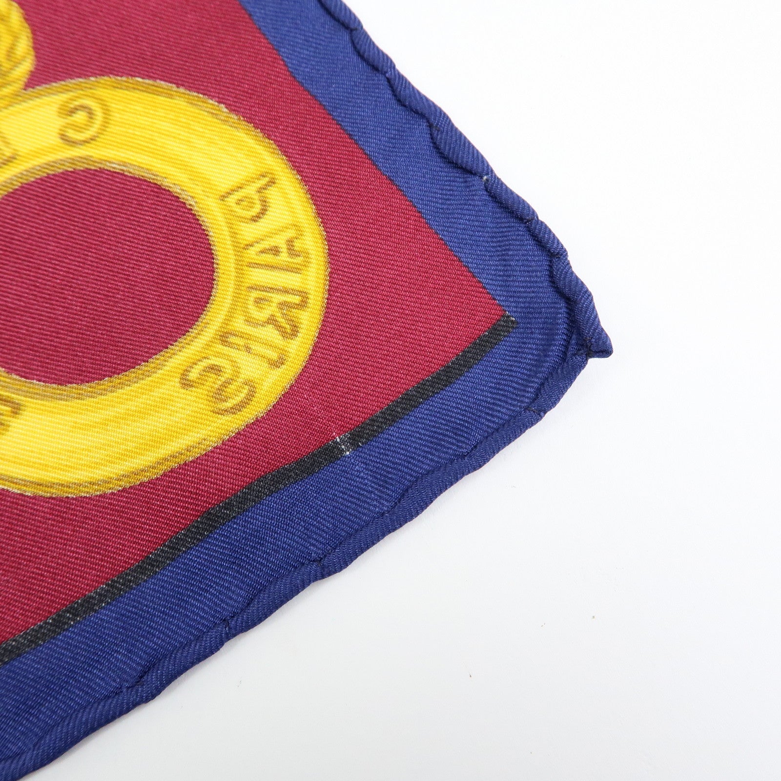 CELINE Silk 100% Scarf  Le Cirque Lion Elephant Motif Navy Blue