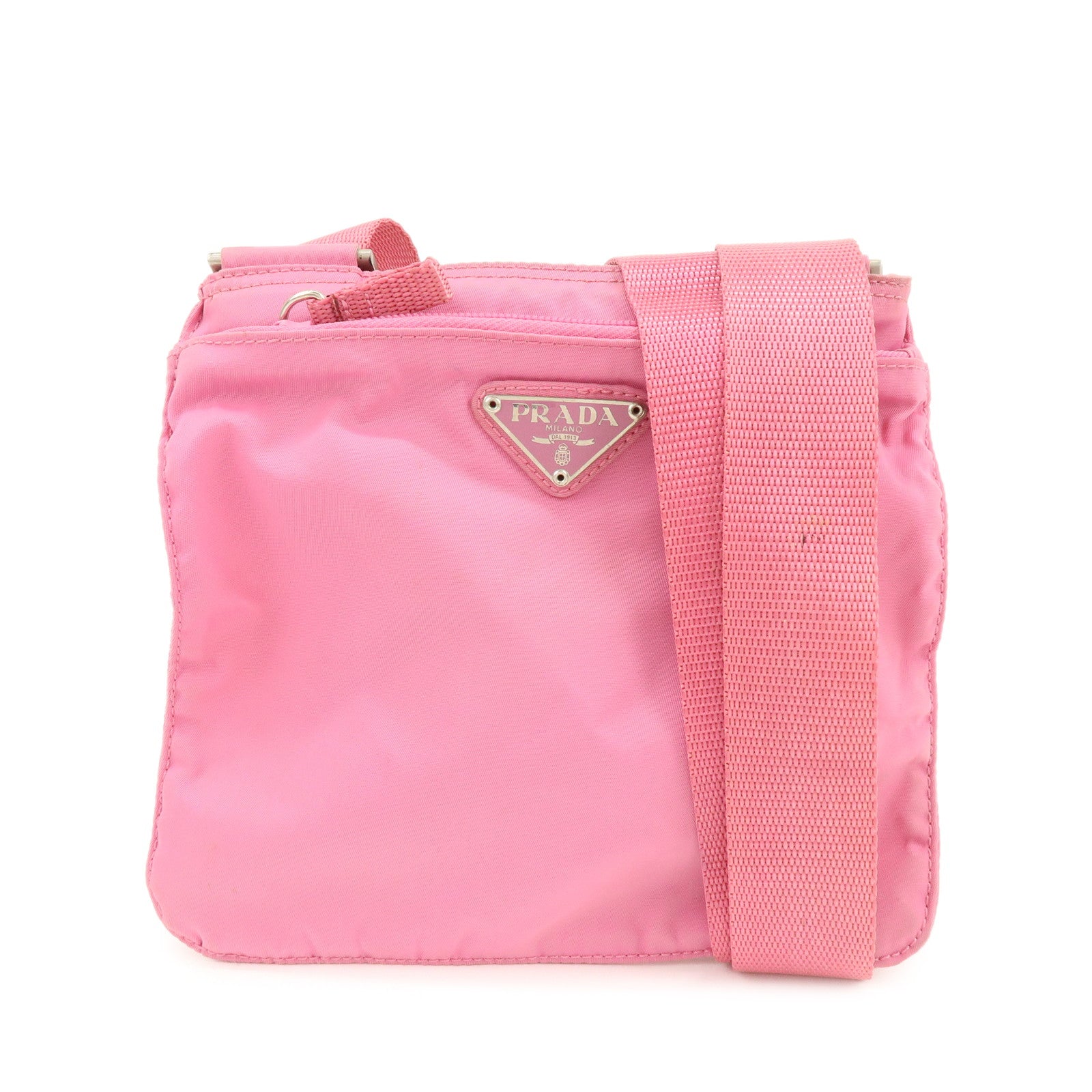 PRADA Triangle Logo Nylon Shoulder Bag Crossbody Bag Pink