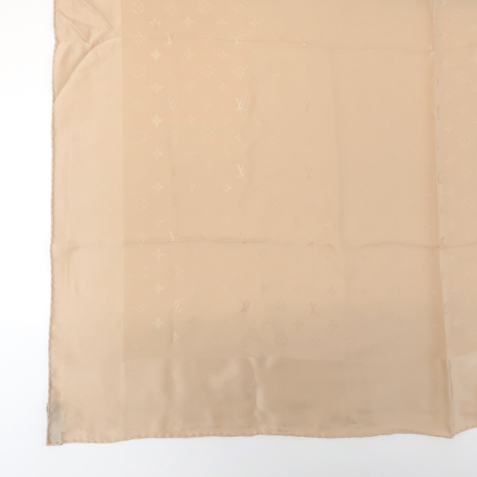 Louis Vuitton Monogram Carré Monaco Silk 100% Scarf Beige M71146