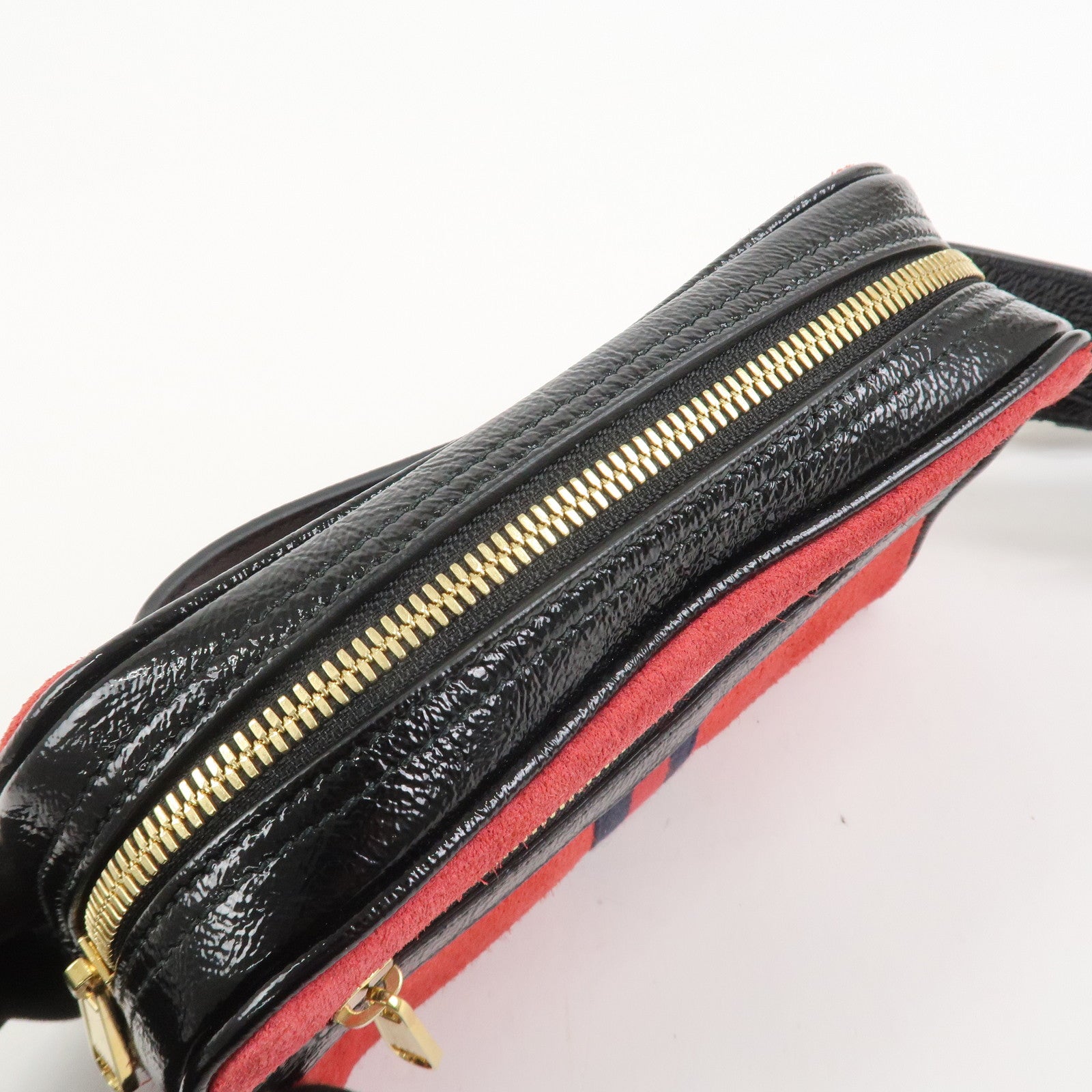 GUCCI Sherry GG Marmont Suede Waist Pouch Body Bag Red Black 517076