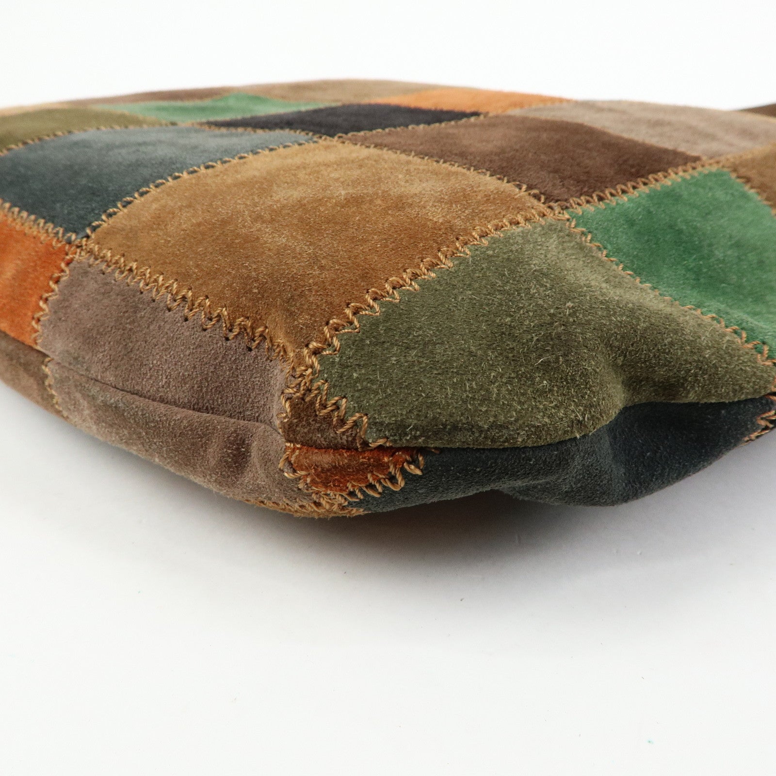 CELINE Patchwork Suede Shoulder Bag Crossbody Bag Brown Multicolor