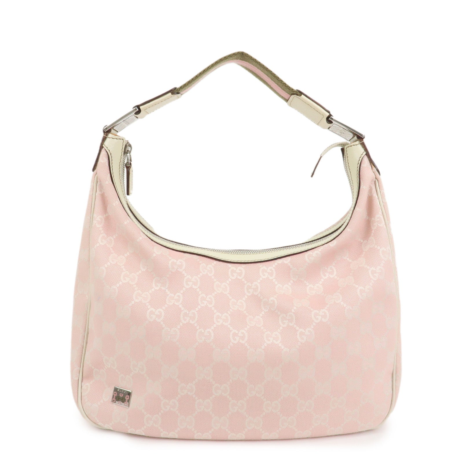 GUCCI Sherry Line GG Canvas Leather Shoulder Bag Pink 145757