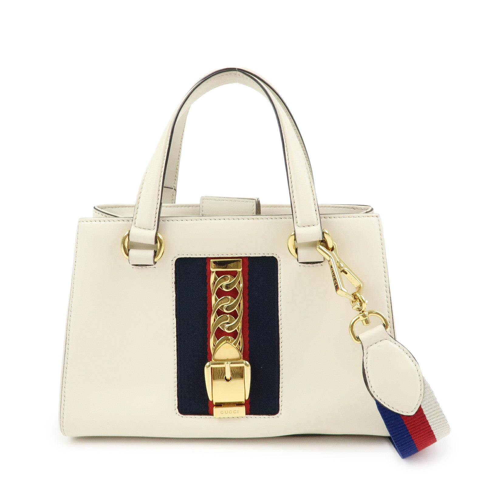 GUCCI Sylvie Sherry Leather 2Way Bag Hand Shoulder Bag White 460381