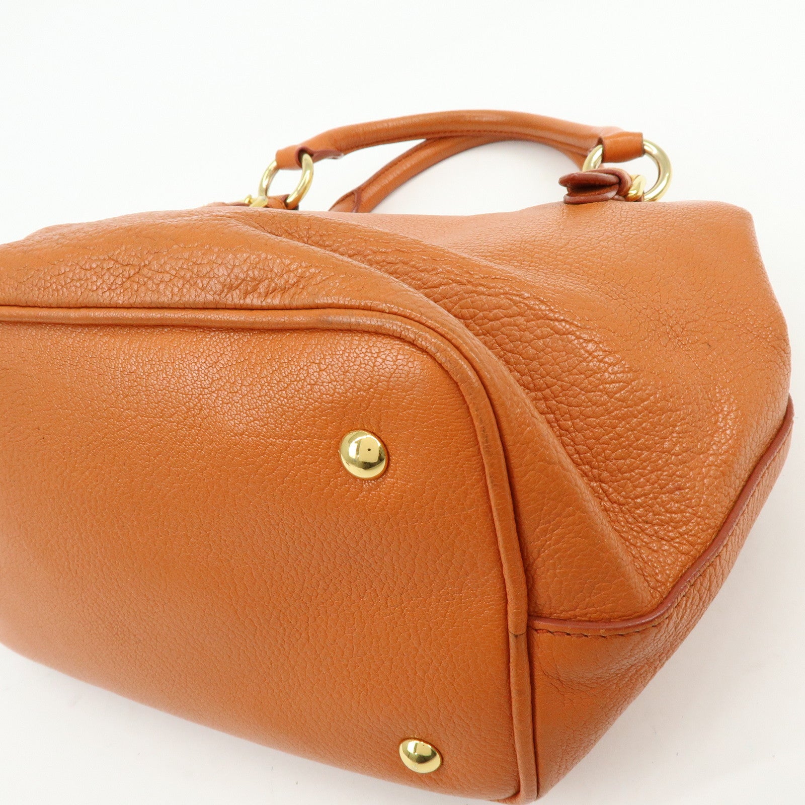 MIU MIU Madras Leather 2Way Shoulder Bag Hand Bag Orange RN0886