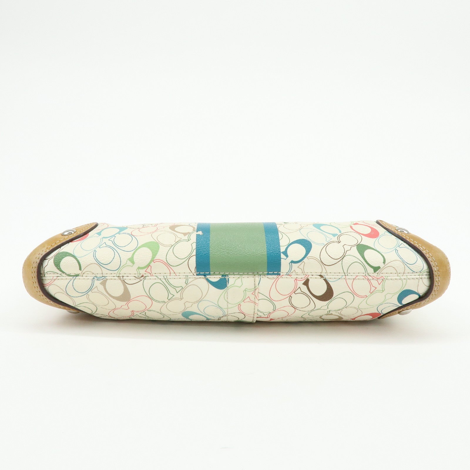 COACH Signature PVC Leather Shoulder Bag Hand Bag White Green