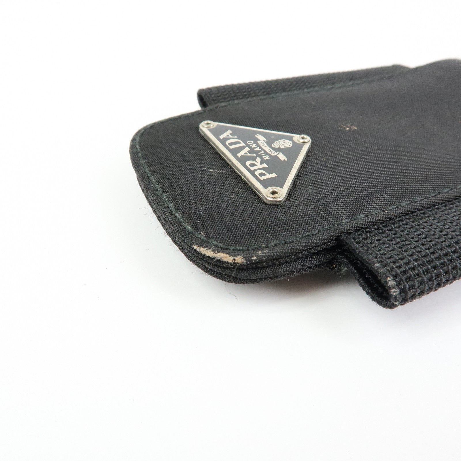 PRADA Triangle Logo Set of 4 Metal Key Case Bag Charm Black Gold