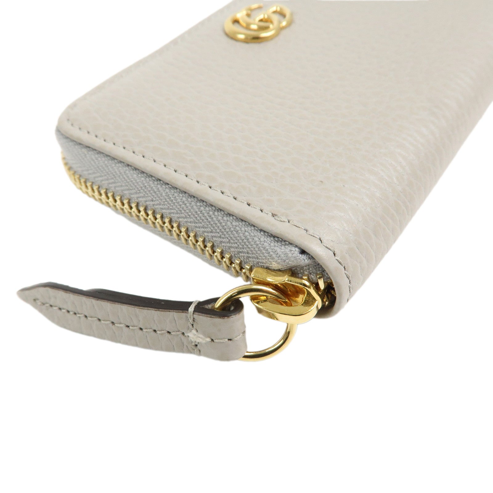 GUCCI GG Marmont Leather Round Zippy Coin Case Grey 644412