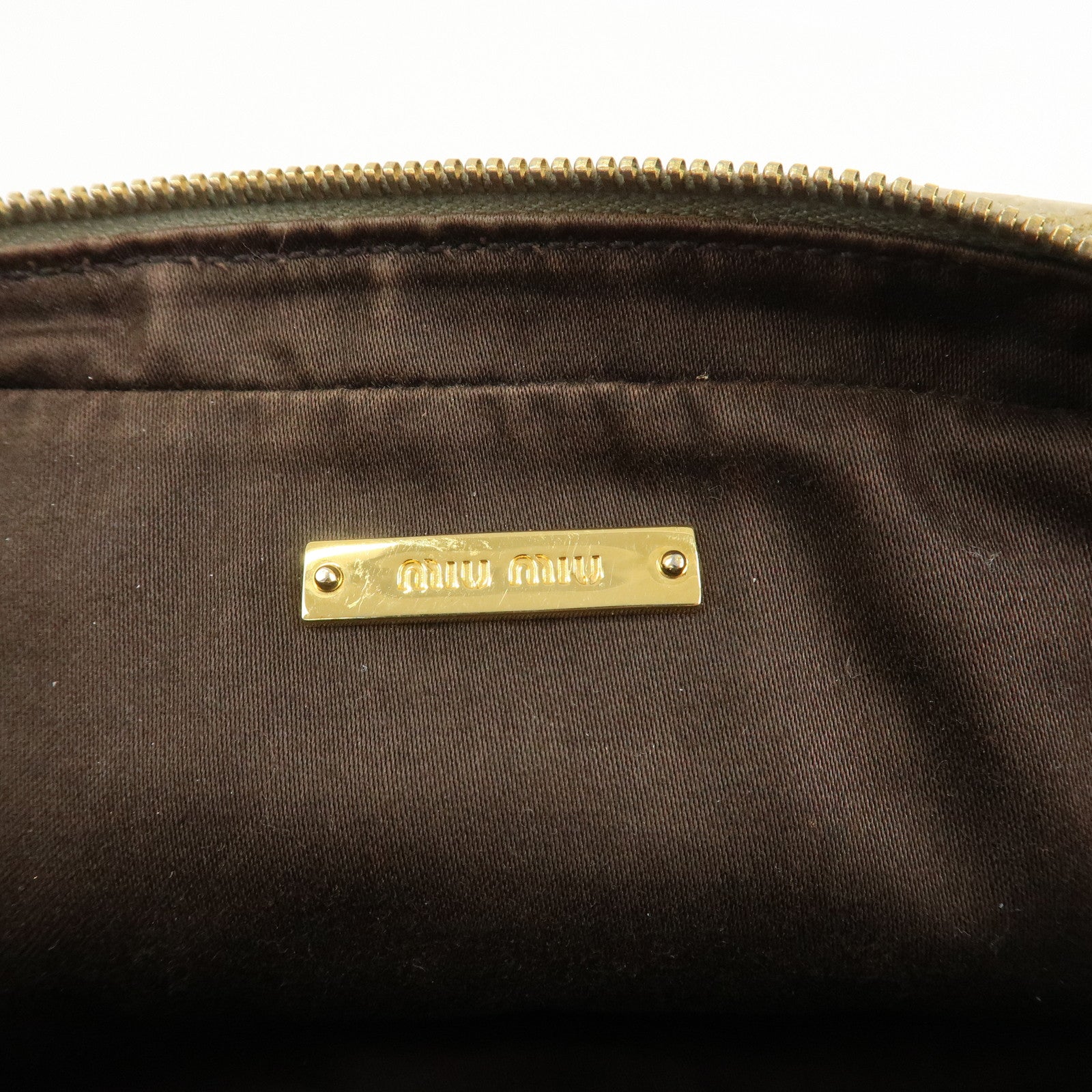 MIU MIU Patent Leather Shoulder Bag Crossbody Bag Beige 5N1477