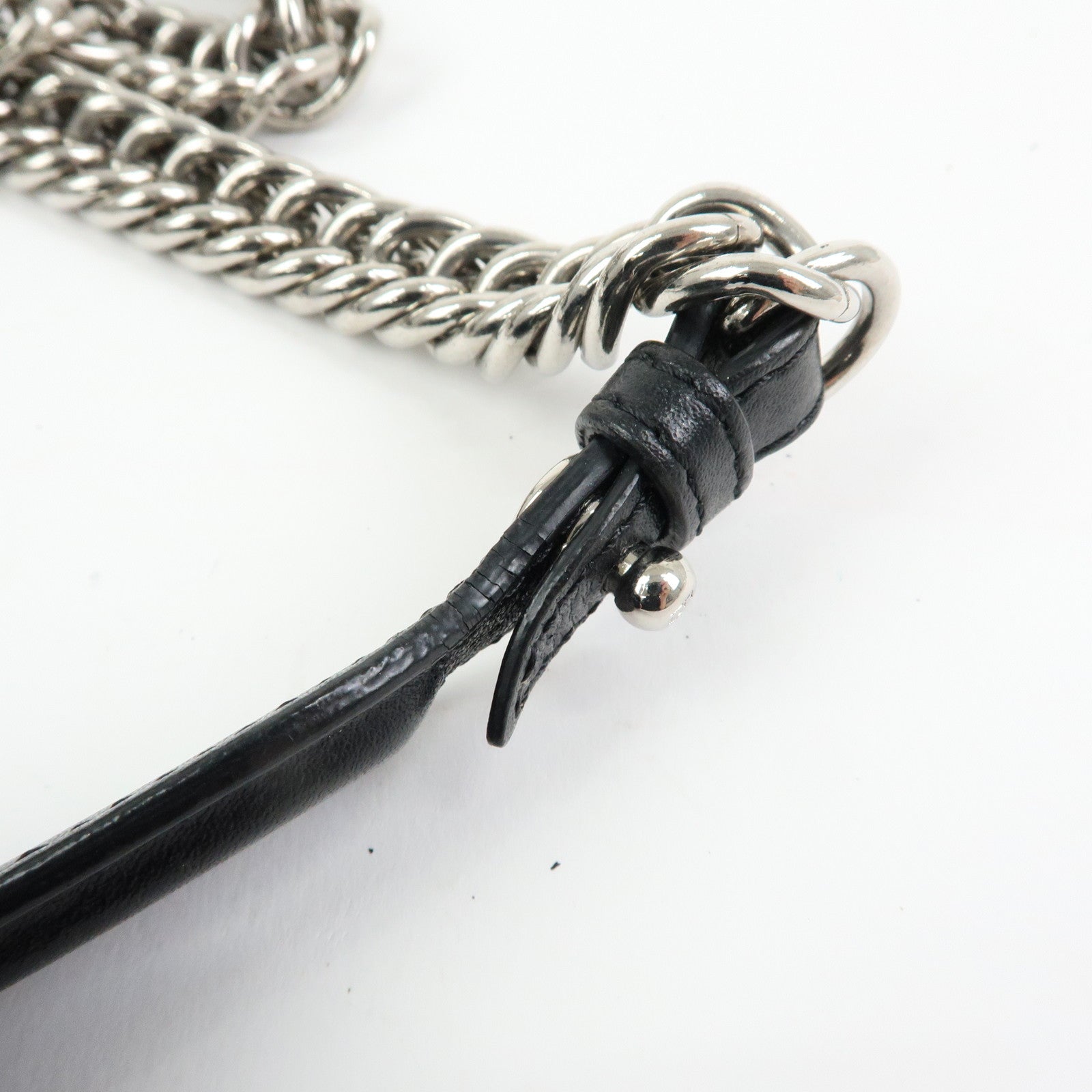 FENDI Kan I Mini Leather Chain Shoulder Crossbody Bag Black 8M0381