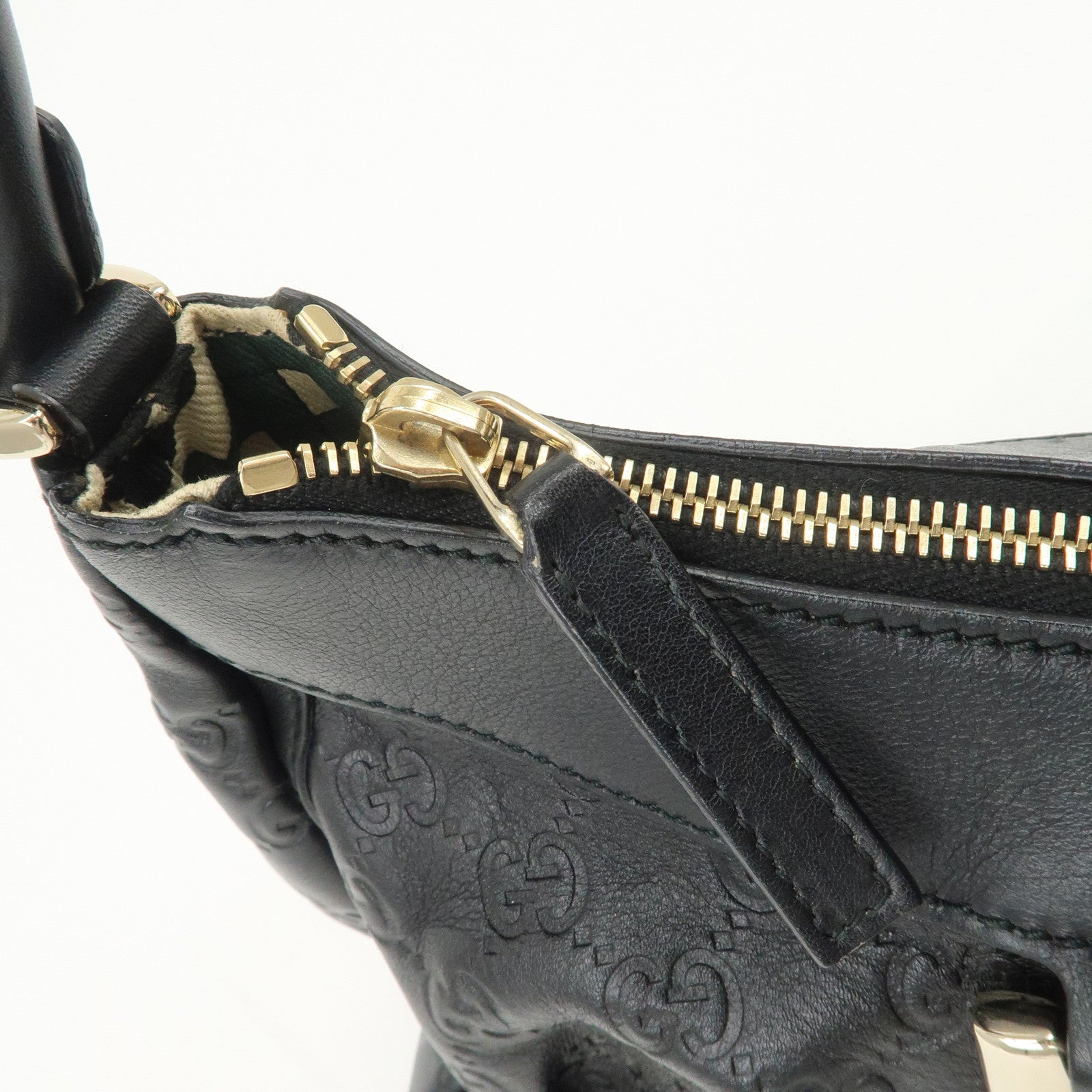 GUCCI Abbey Guccissima Leather Shoulder Bag Hand Bag Black 190525