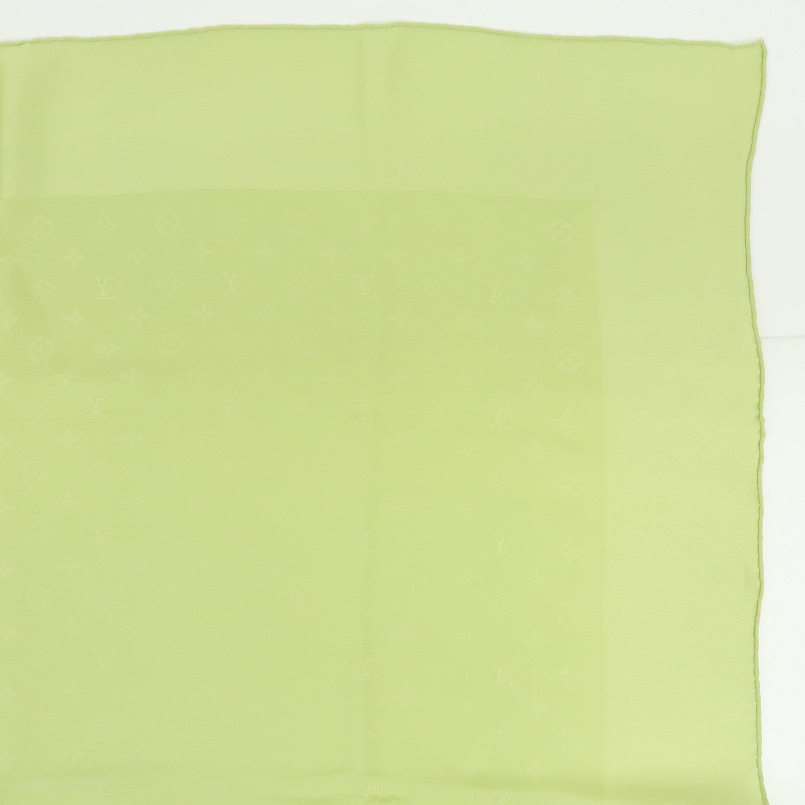 Louis Vuitton Monogram Shine Silk 100% Scarf Shawl Light Green