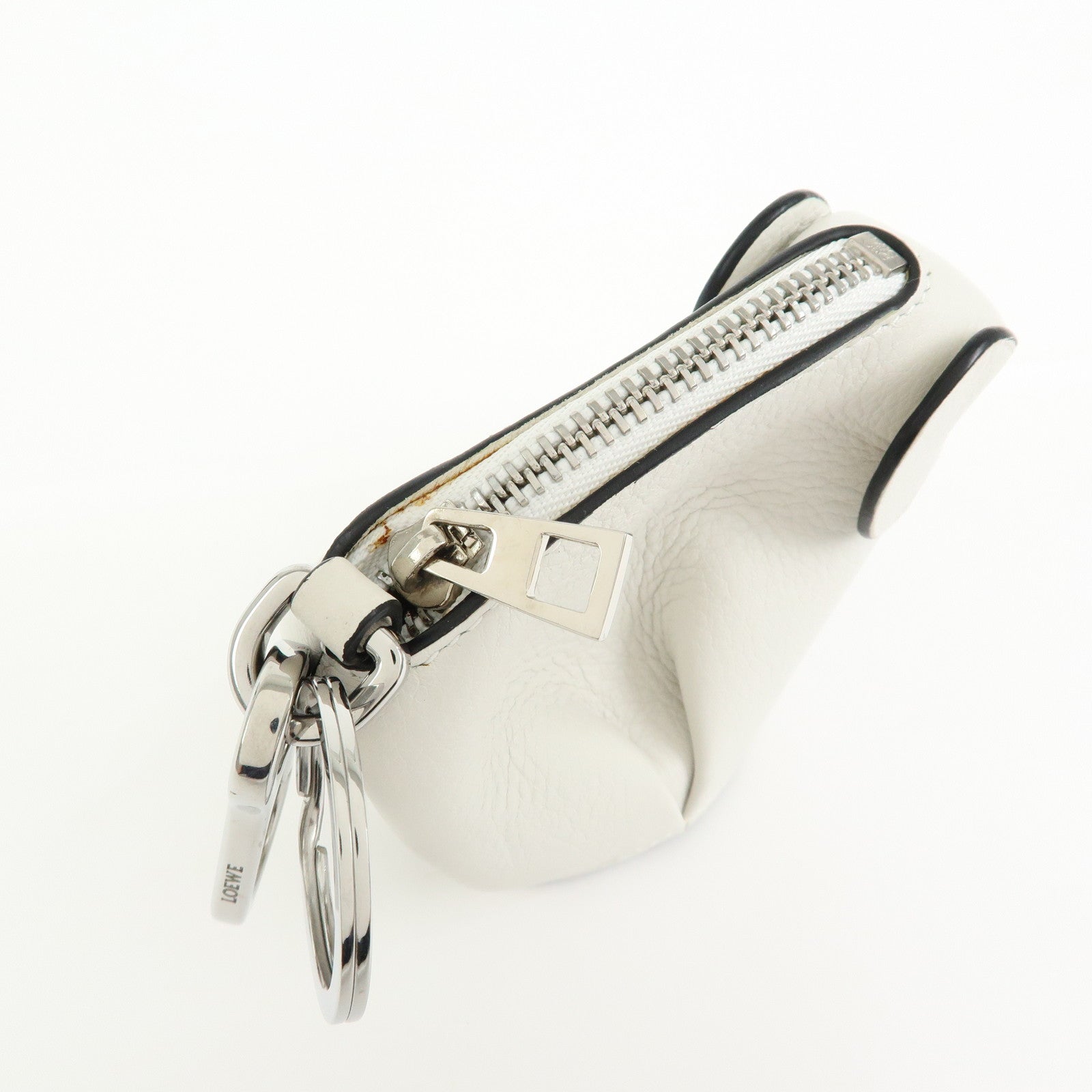 LOEWE Calf Leather Elephant Coin Case Coin Purse White