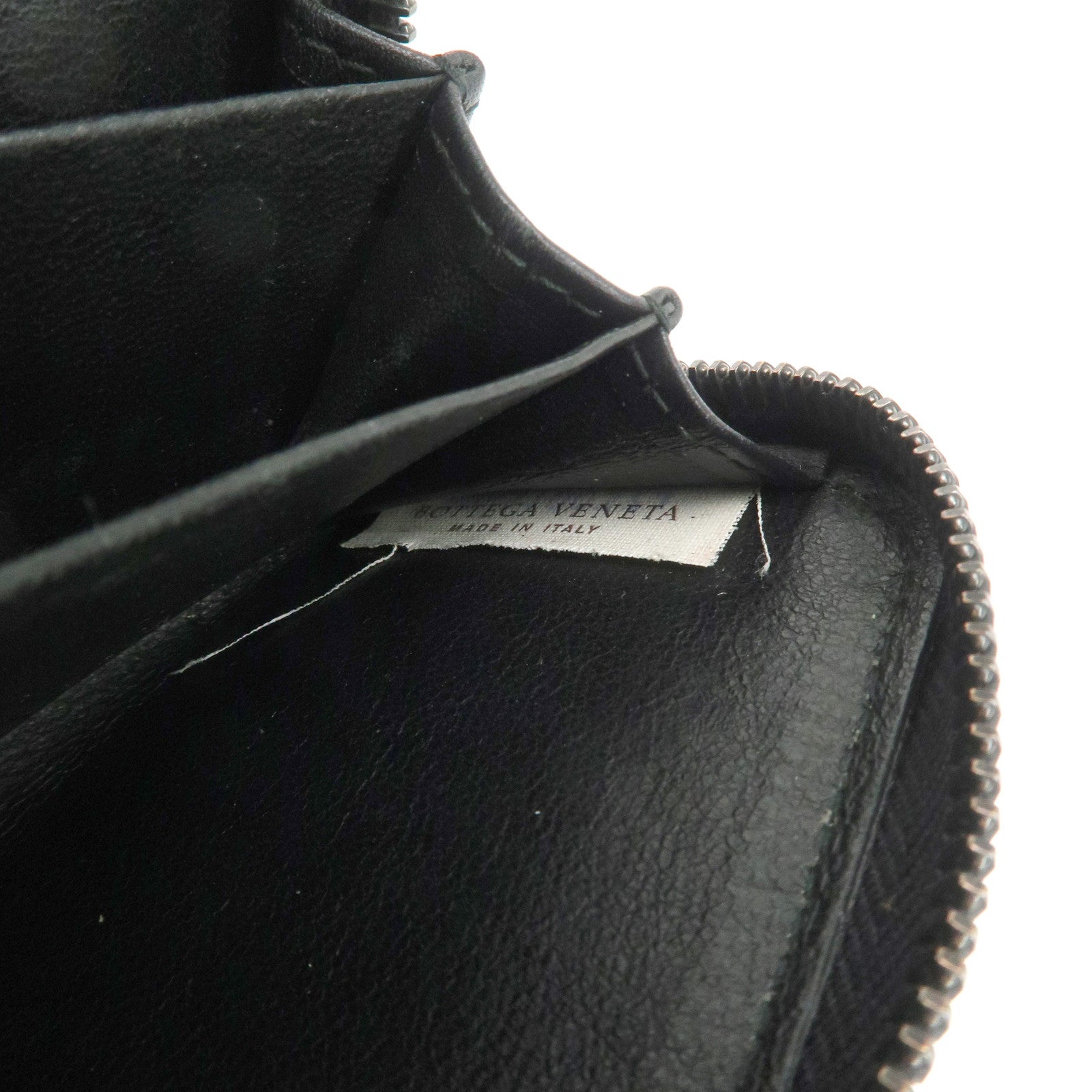 BOTTEGA VENETA Intrecciato Leather Coin Case Card Case Black