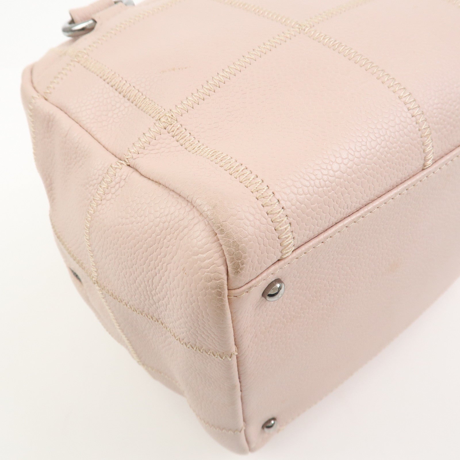 CHANEL Chocolate Bar COCO Mark Caviarskin Mini Boston Bag A26134