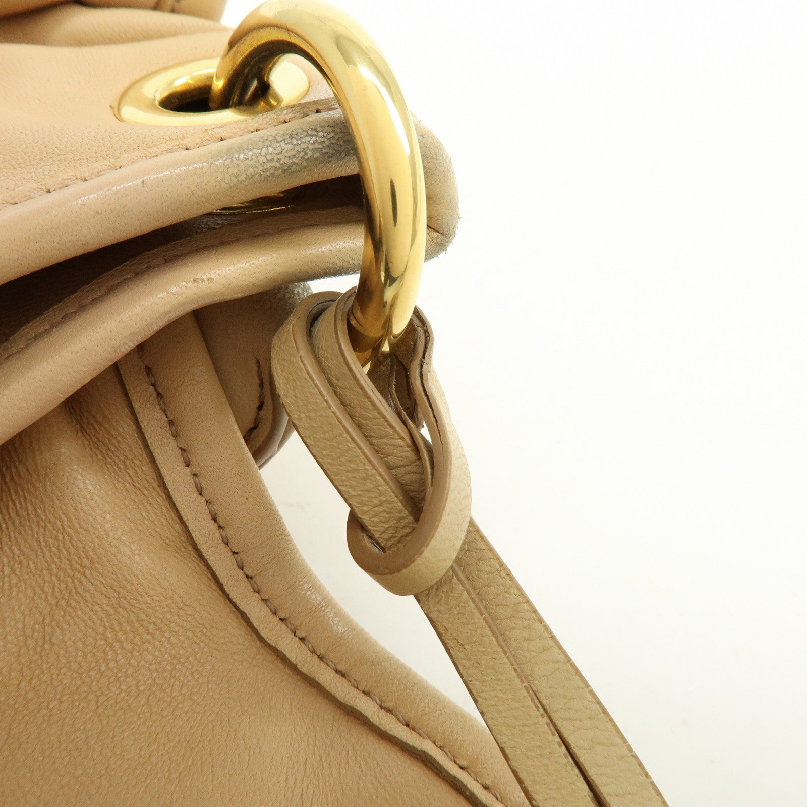 MIU MIU Matelasse Leather 2Way Bag Hand Bag Shoulder Bag Beige