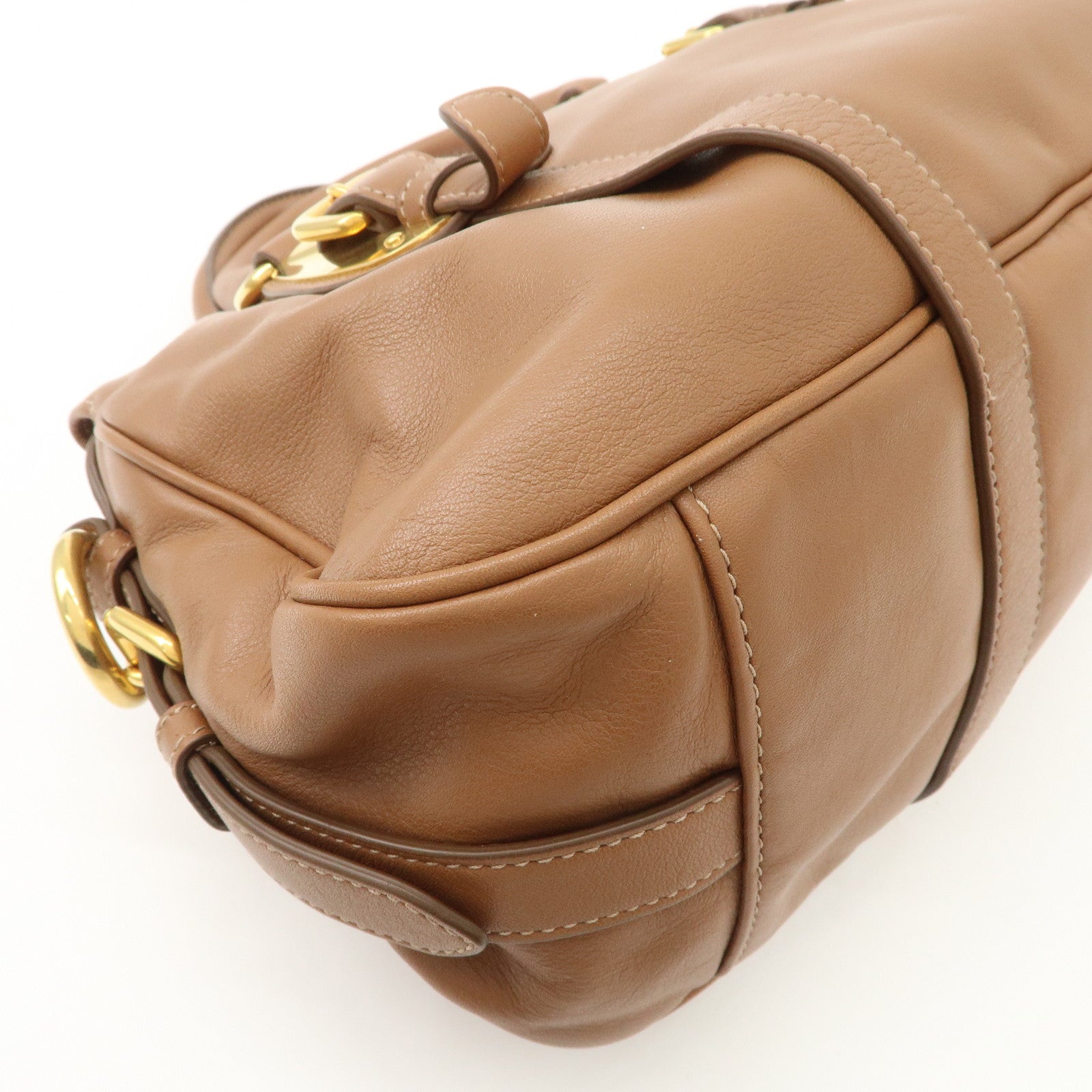 PRADA Leather 2Way Bag Hand Bag Shoulder Bag Brown BN2435 Used
