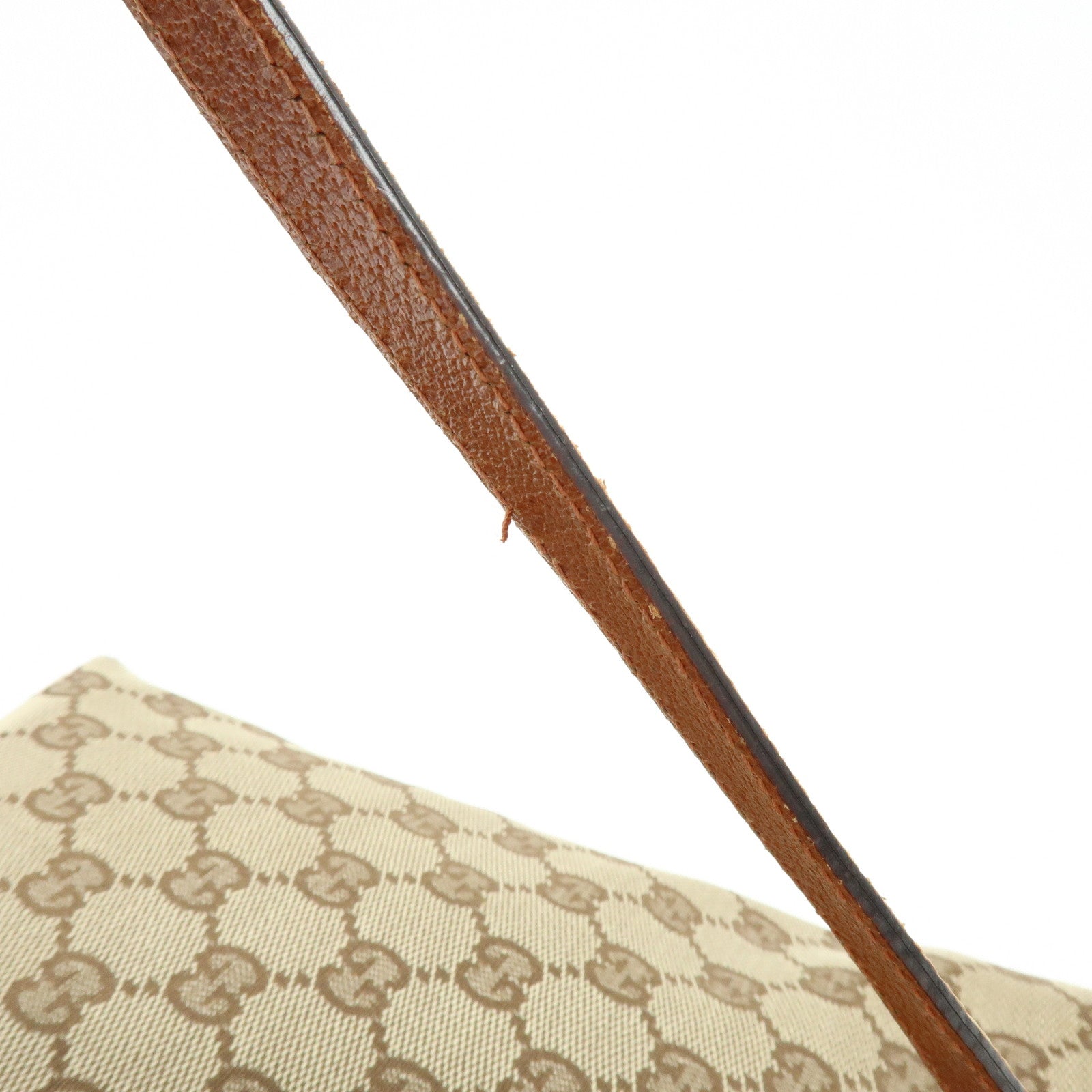 GUCCI GG Canvas Leather Tote Bag Hand Bag Brown 120840
