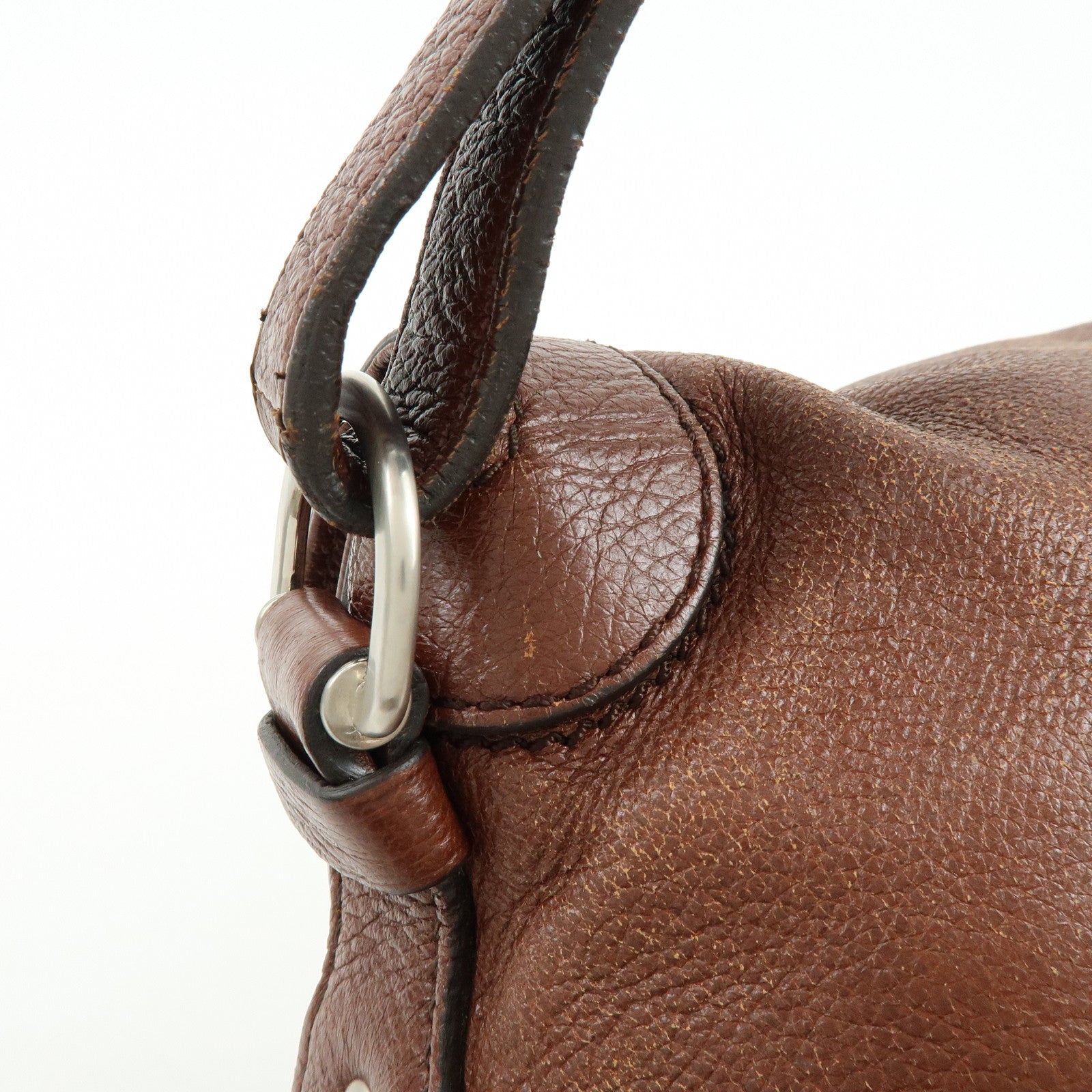 CELINE Tassel Leather Shoulder Bag Brown