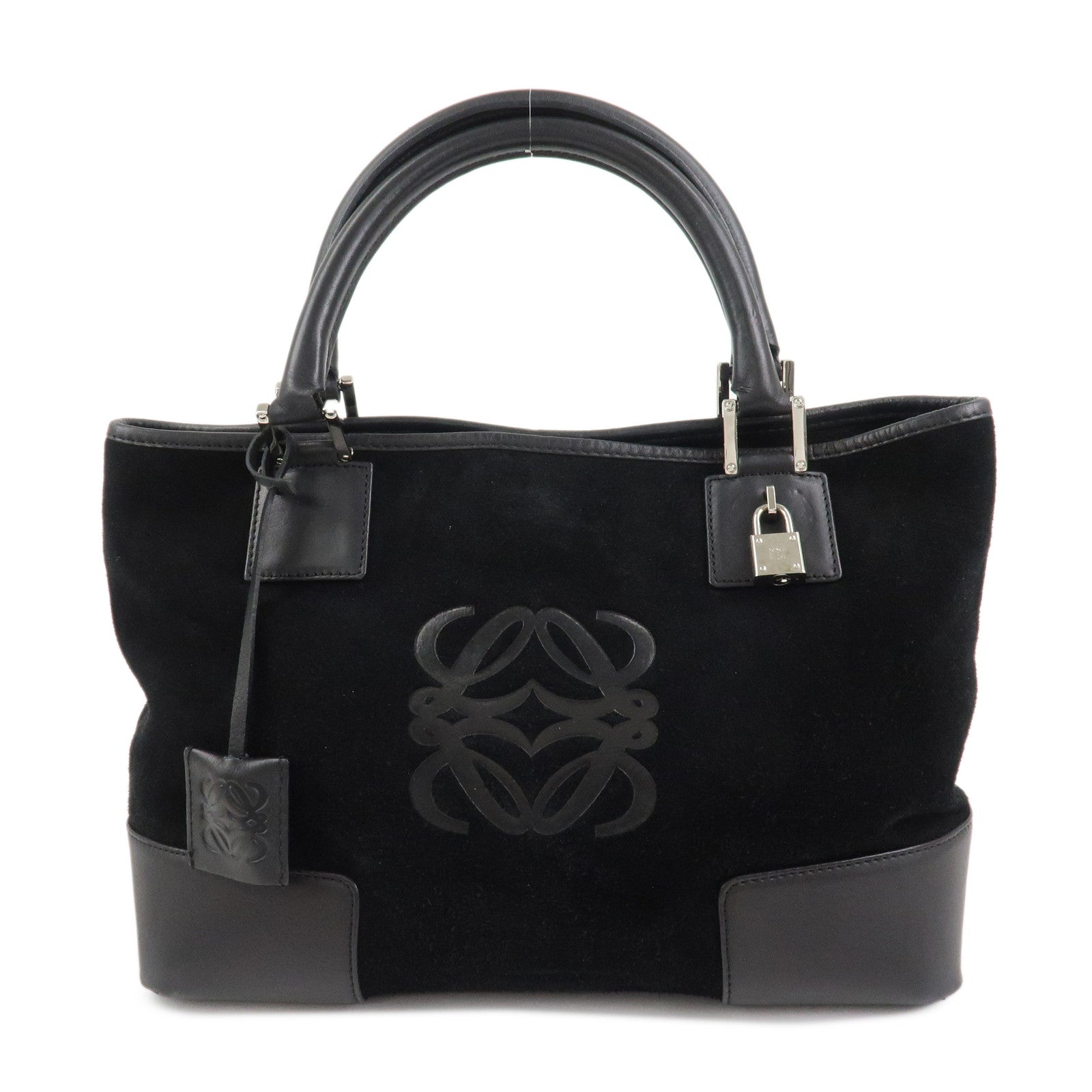 LOEWE Anagram Leather 2WAY Bag Shoulder Bag Hand Bag Black