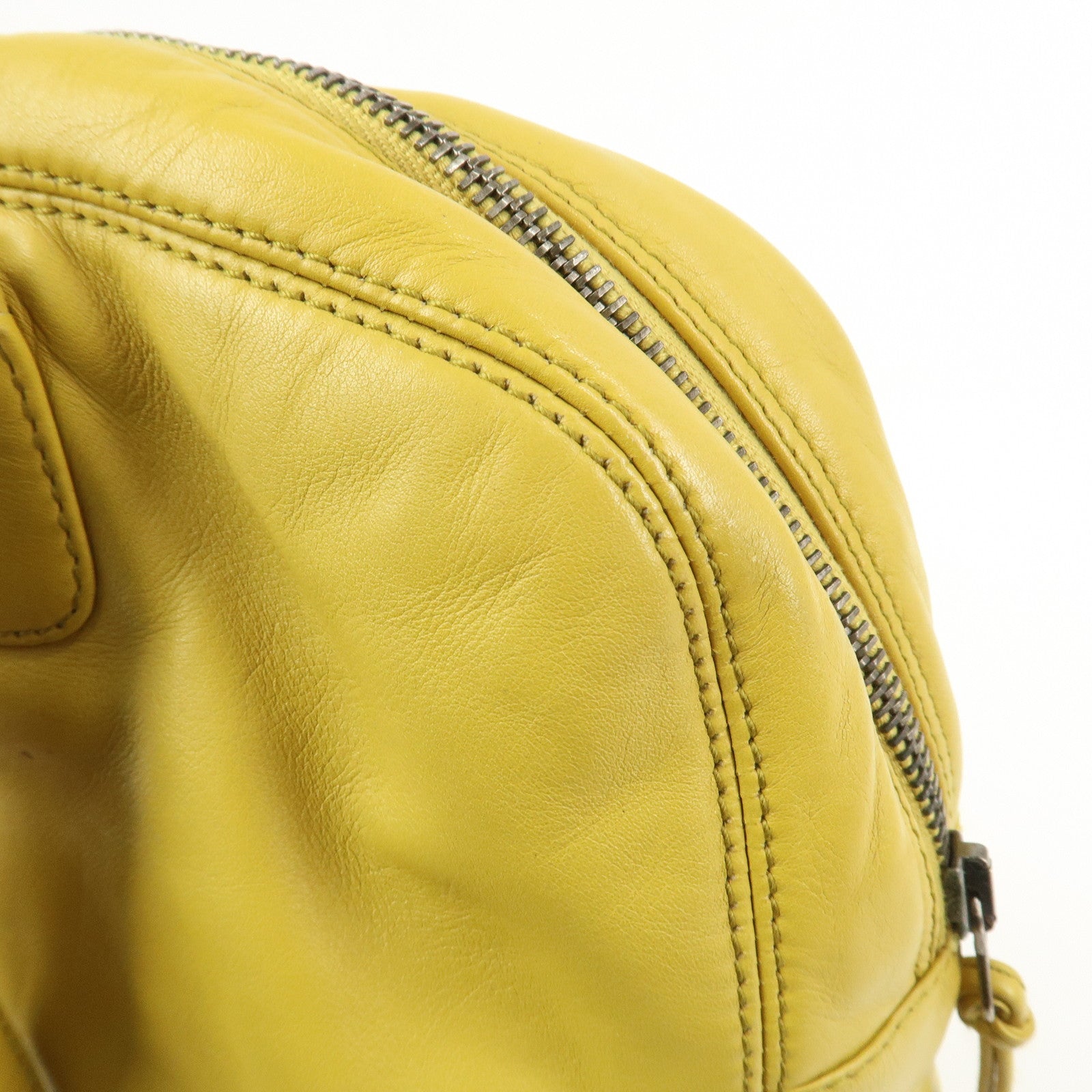 CHANEL COCO Mark Lamb Skin Back Pack Ruck Suck Yellow