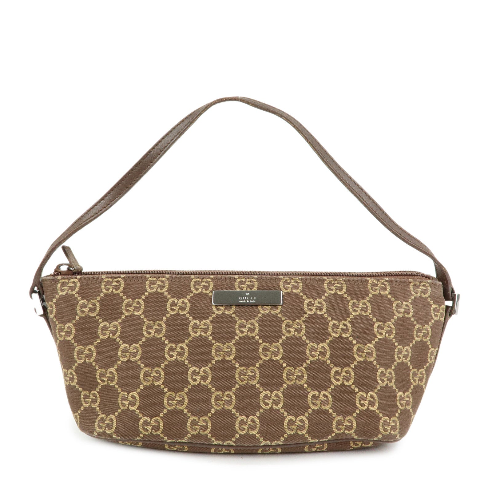 GUCCI Boat Bag GG Canvas Accessory Pouch Hand Bag Brown 039.1103
